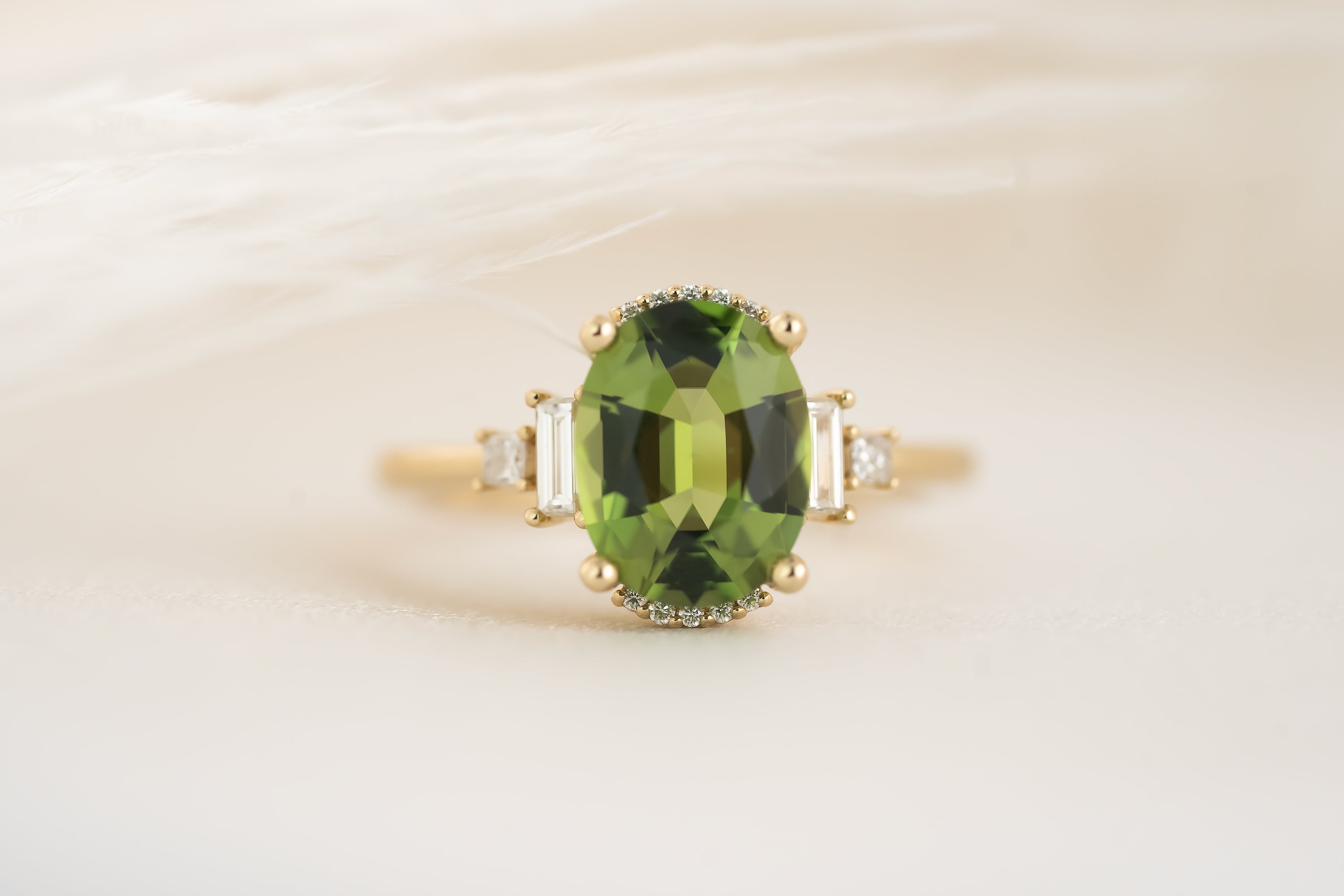 The Sura Ring | 2.2 CT Oval Green Tourmaline - Lavender Creek Gems