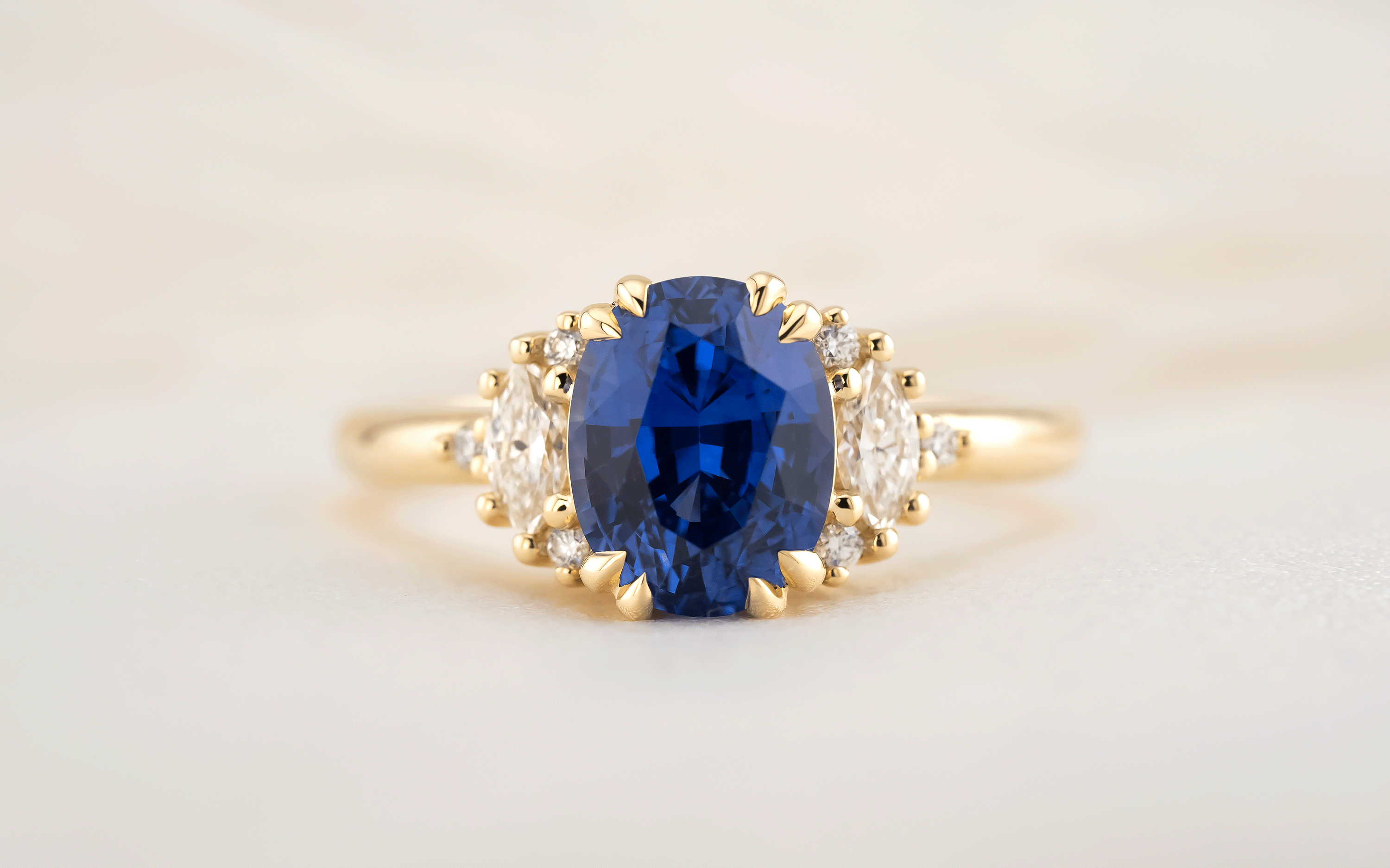 The Low Maren Ring | 2.6 CT Royal Blue Oval Sapphire - Lavender Creek Gems