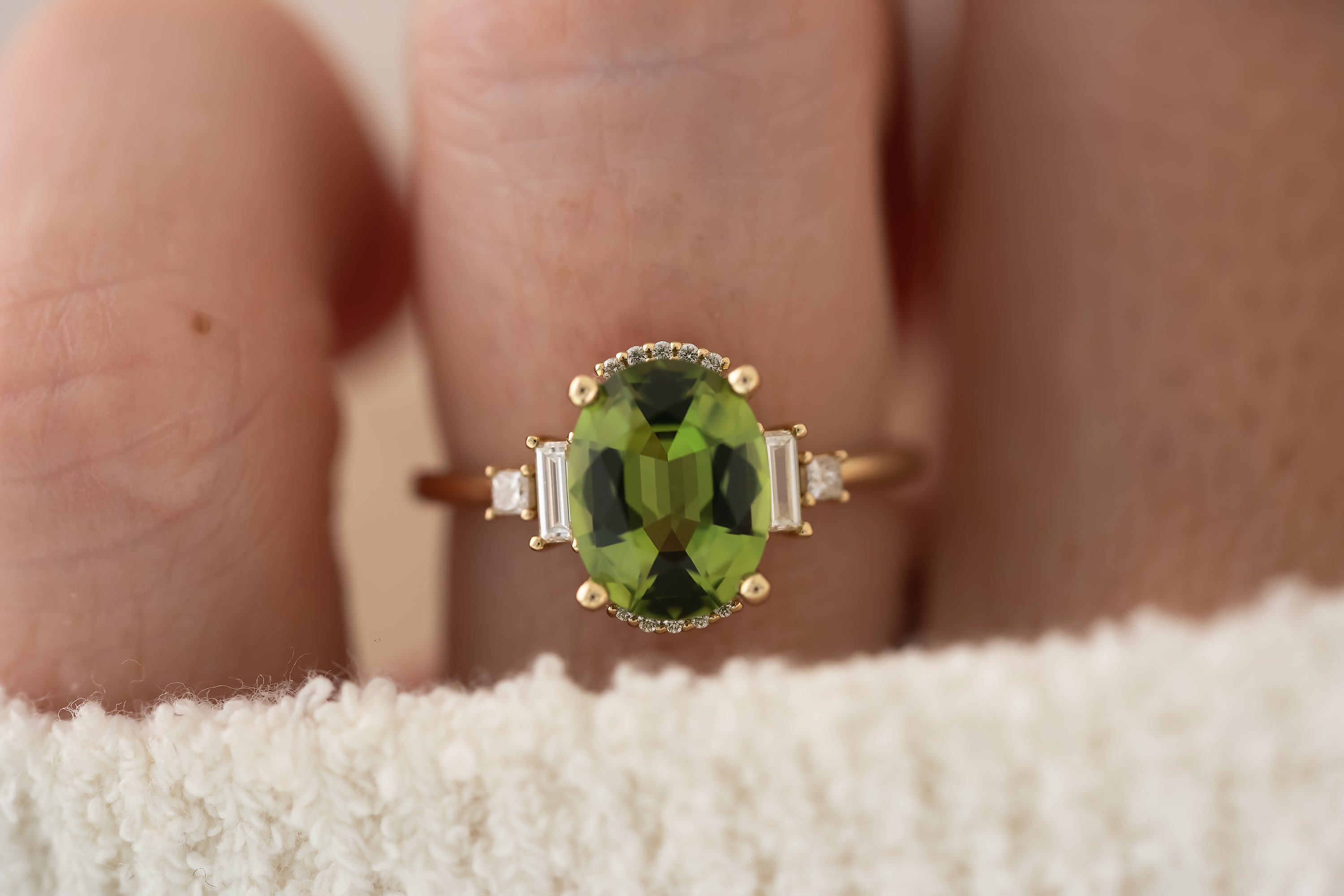 The Sura Ring | 2.2 CT Oval Green Tourmaline - Lavender Creek Gems