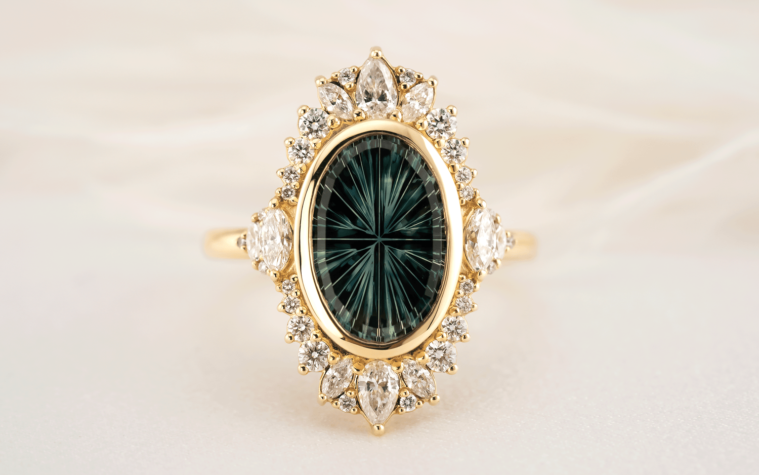 The Ethereal Ring | 2.81 CT Oval Starbrite™ Teal Australian Sapphire - Lavender Creek Gems