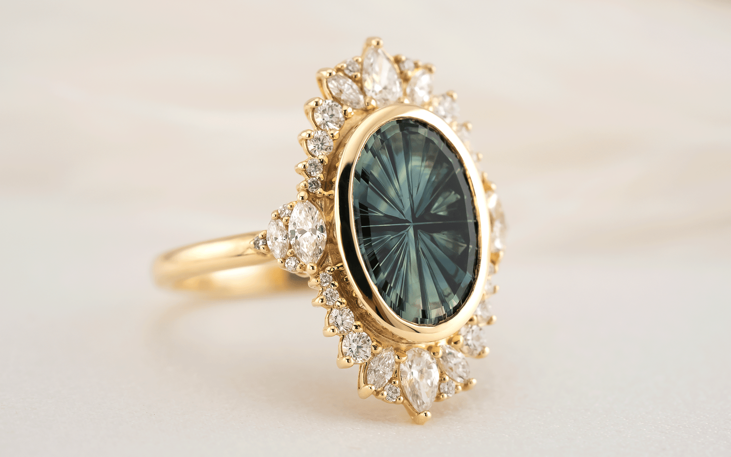 The Ethereal Ring | 2.81 CT Oval Starbrite™ Teal Australian Sapphire - Lavender Creek Gems
