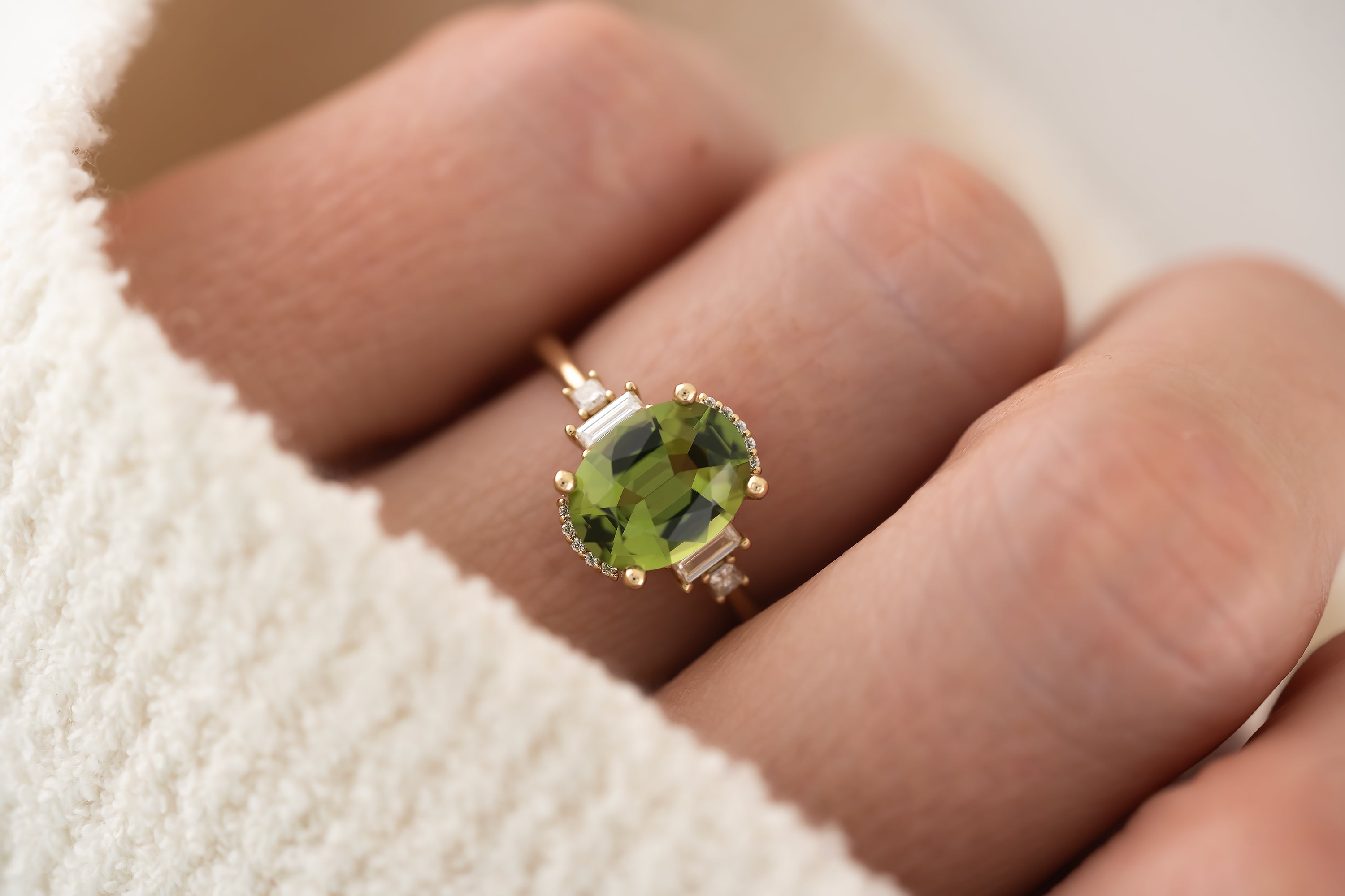 The Sura Ring | 2.2 CT Oval Green Tourmaline - Lavender Creek Gems