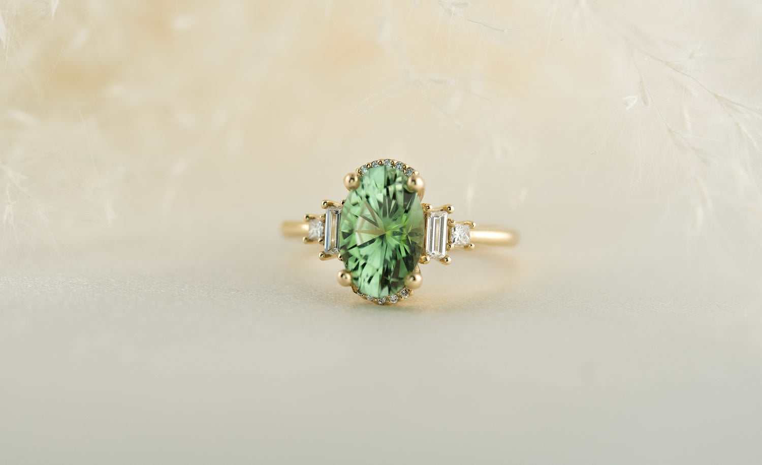 The Sura 2.7 CT Oval Mint Green Tourmaline Ring - Lavender Creek Gems