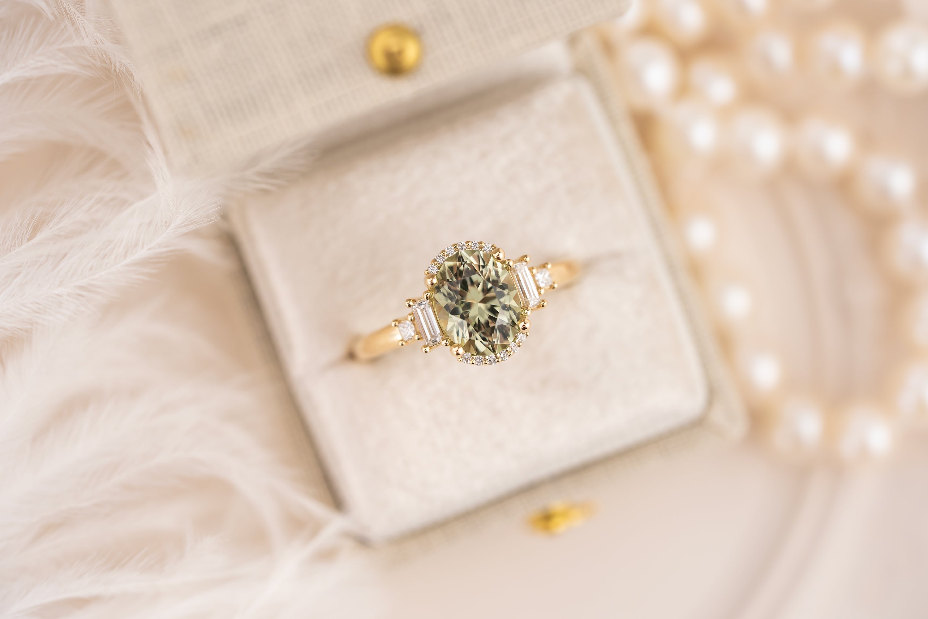 The Sura Ring | 2.06 CT Oval Green Tourmaline - Lavender Creek Gems