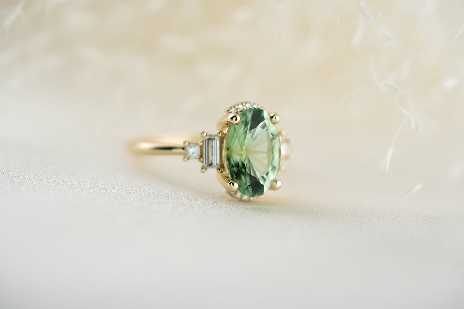 The Sura 2.7 CT Oval Mint Green Tourmaline Ring - Lavender Creek Gems