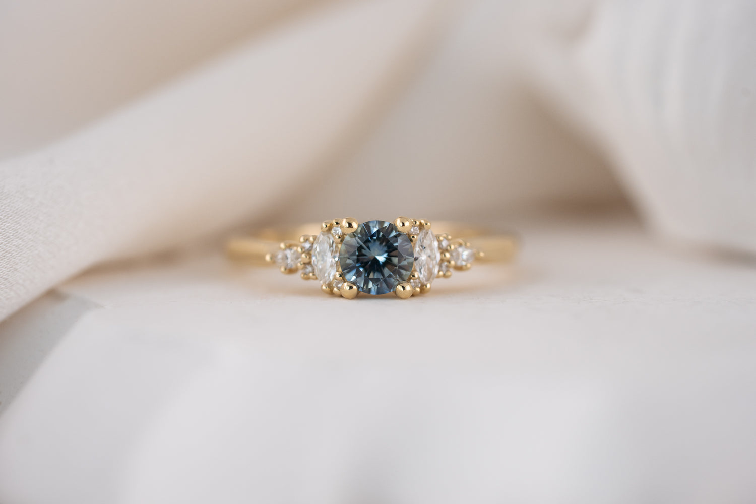 The Maeve Ring | 0.56 CT Round Blue Montana Sapphire - Lavender Creek Gems