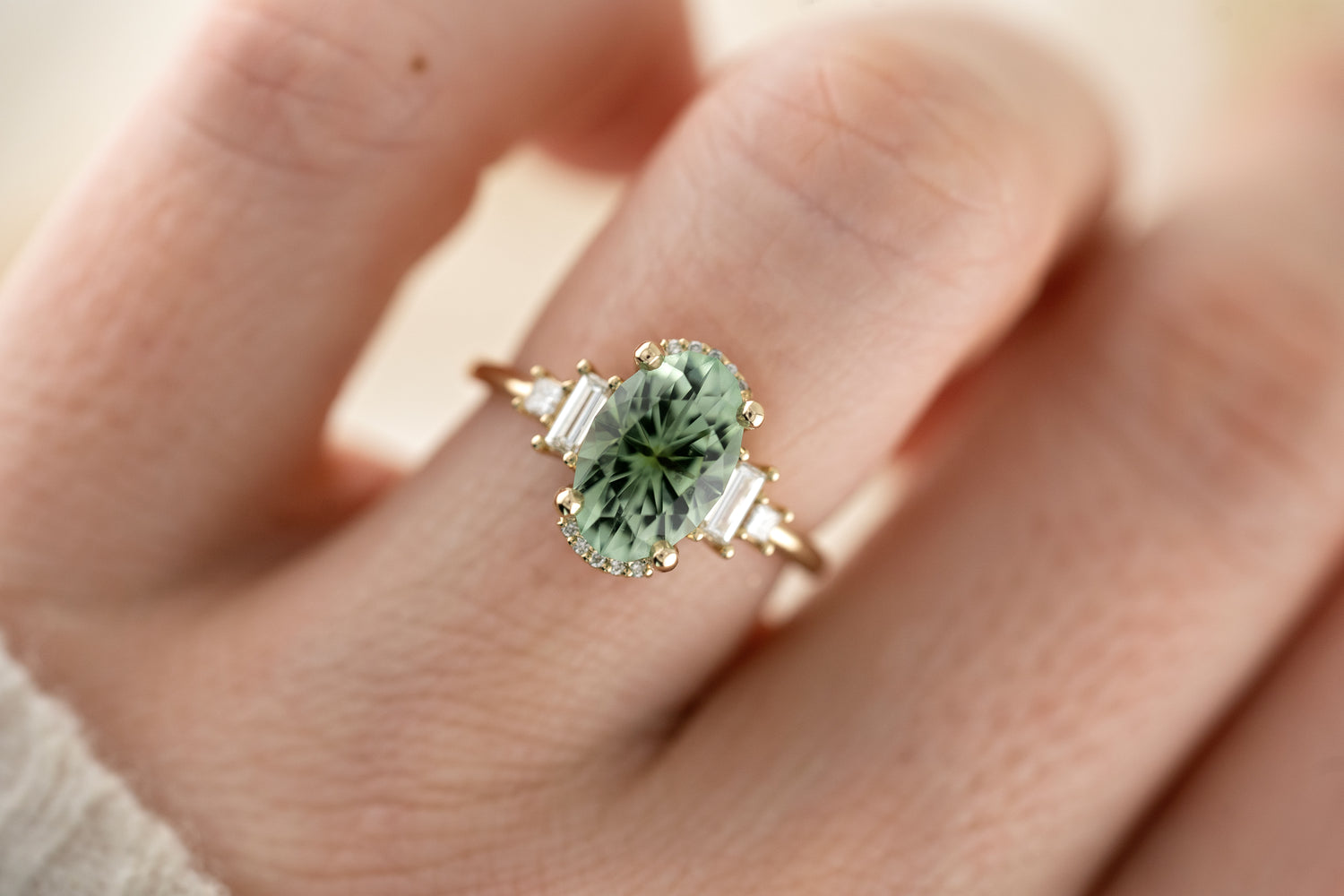 The Sura 2.7 CT Oval Mint Green Tourmaline Ring - Lavender Creek Gems