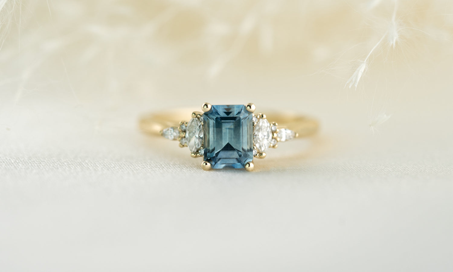 The Maeve 1.29 Emerald Cut Montana Sapphire Ring - Lavender Creek Gems