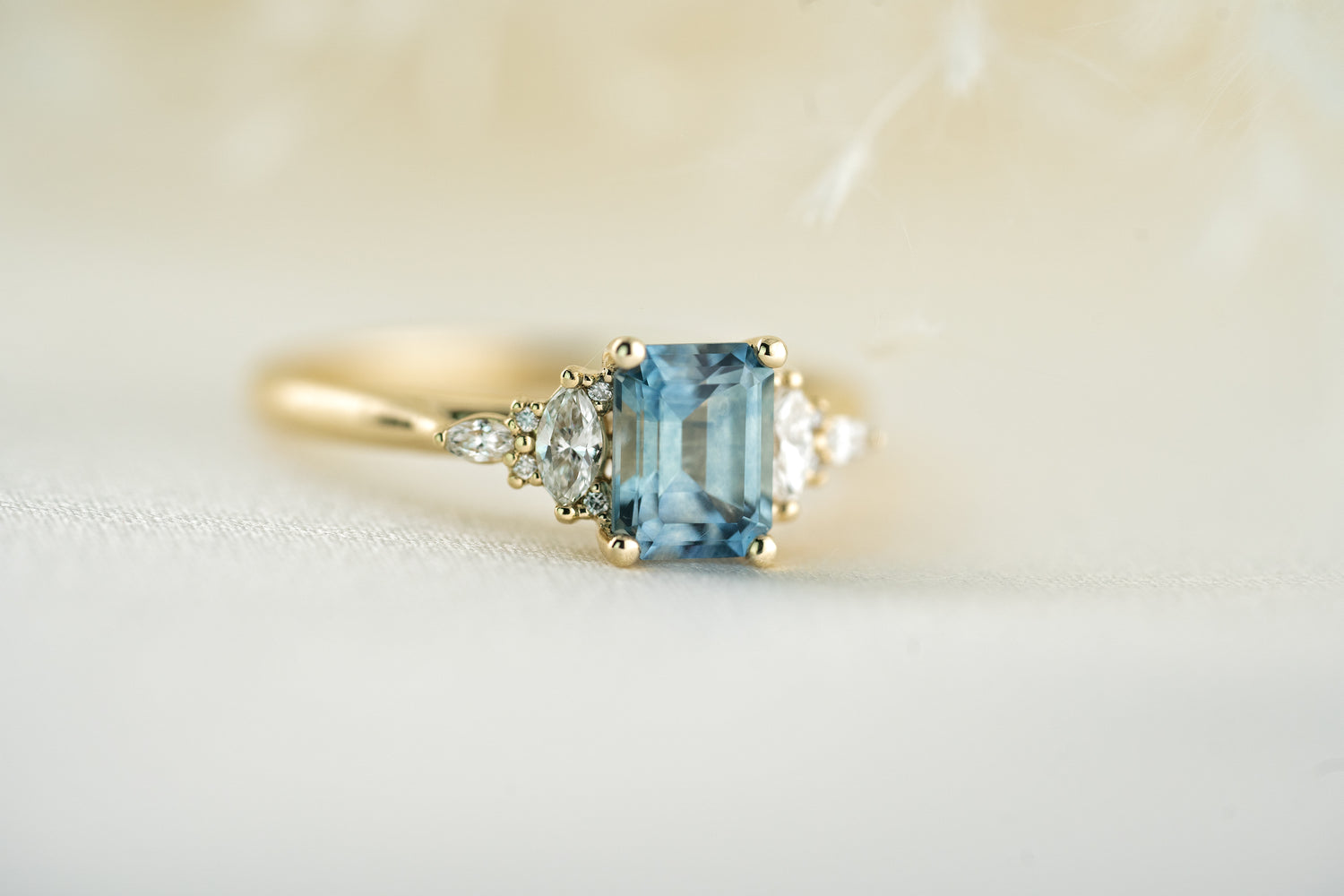 The Maeve 1.29 Emerald Cut Montana Sapphire Ring - Lavender Creek Gems