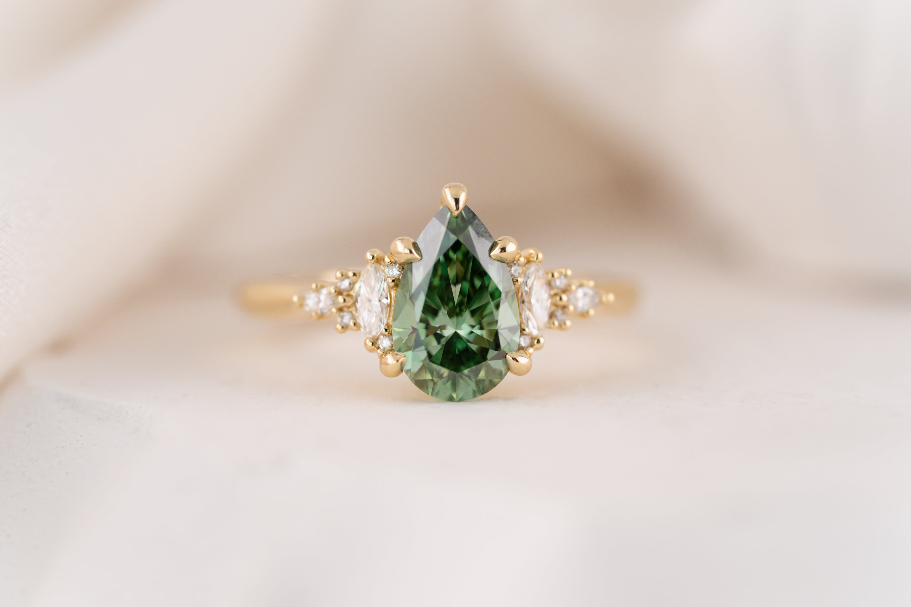 The Maeve Ring | 1.56 CT Pear Green Diamond