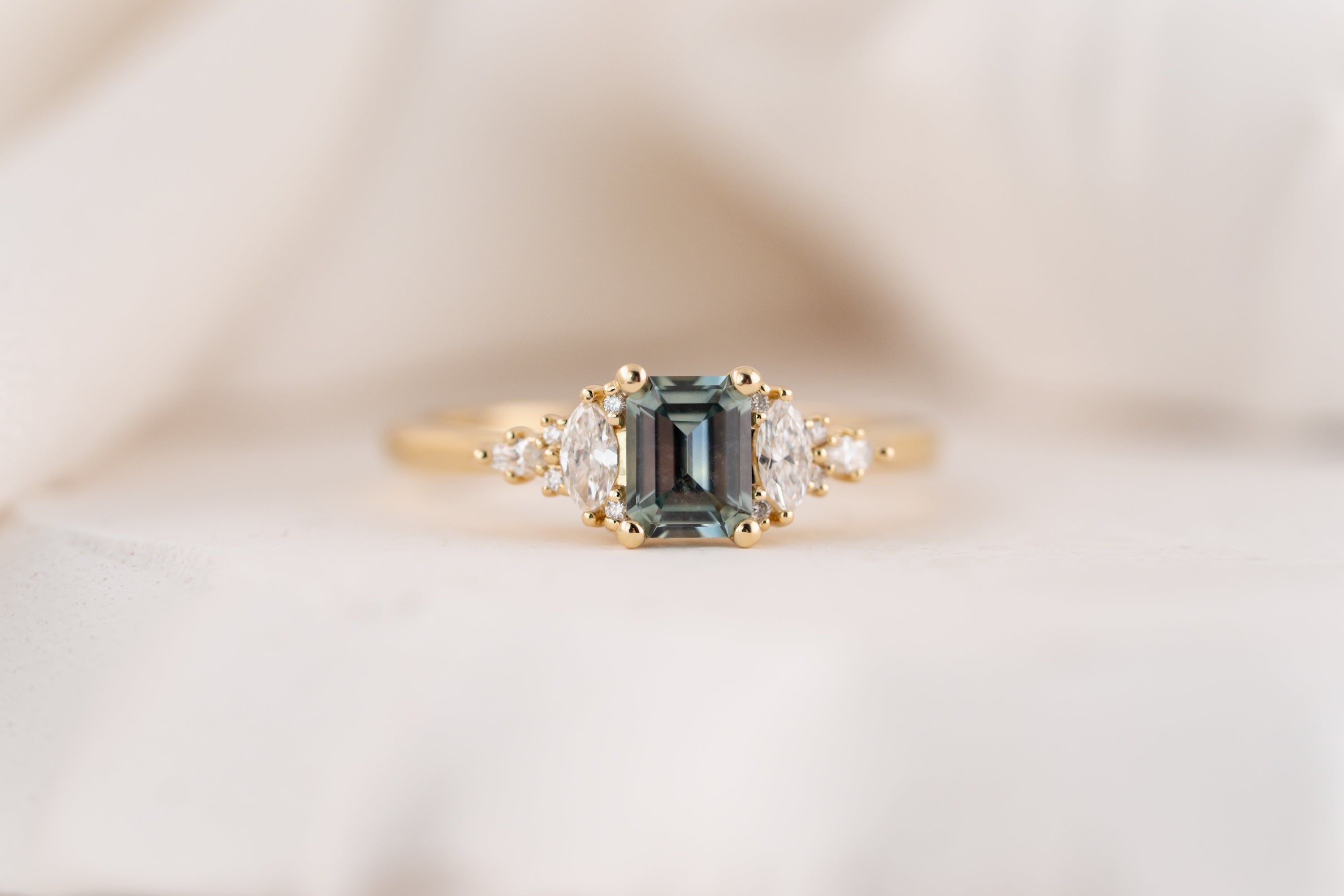 The Maeve Ring | 0.62 CT Emerald Cut Blue Montana Sapphire