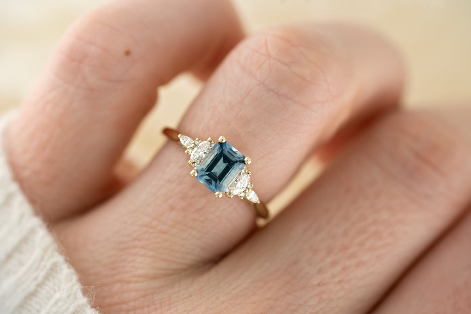 The Maeve 1.29 Emerald Cut Montana Sapphire Ring - Lavender Creek Gems