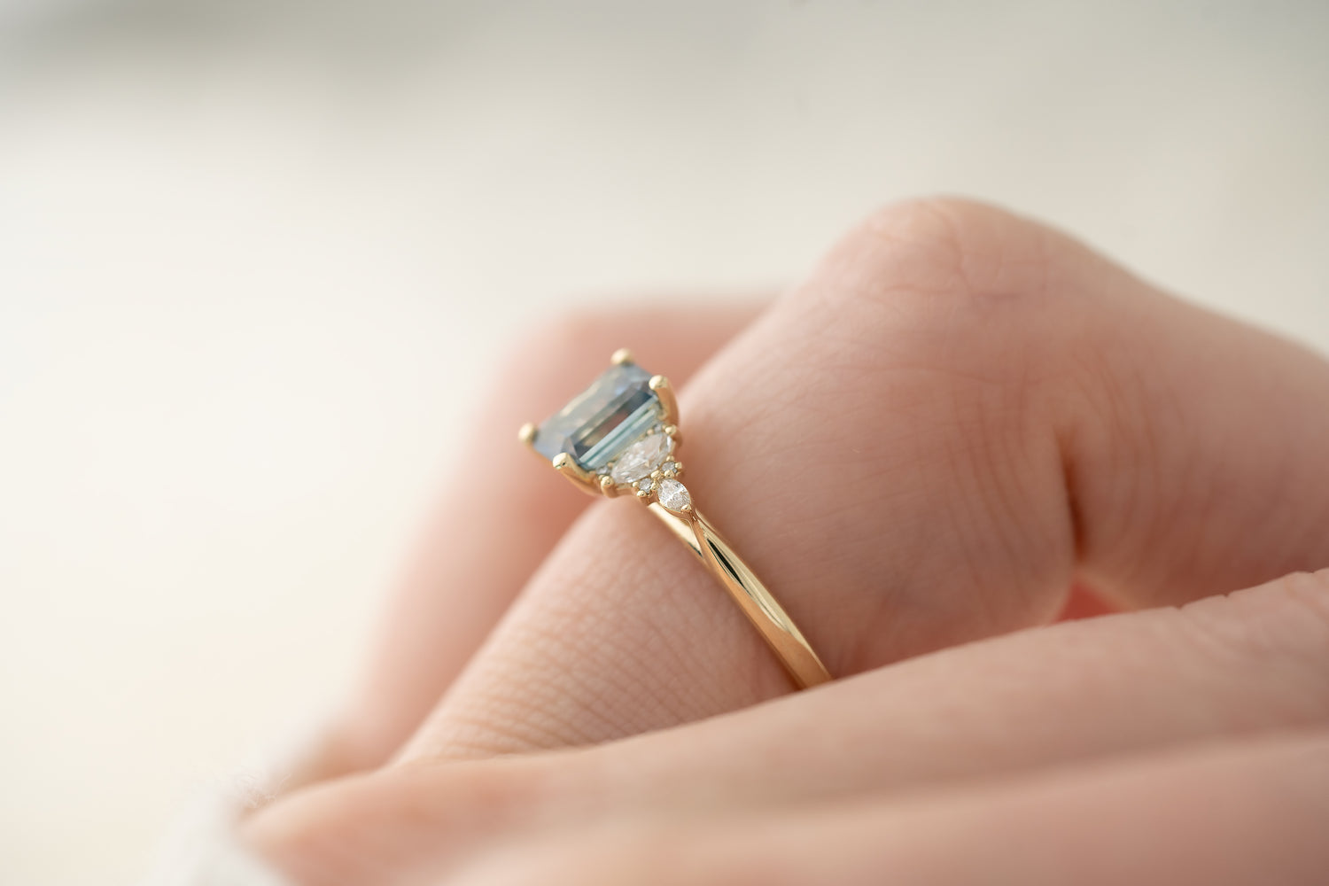 The Maeve 1.29 Emerald Cut Montana Sapphire Ring - Lavender Creek Gems