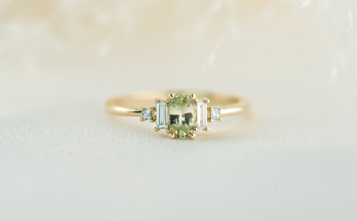 The Mira 0.51 CT Oval Cut Mint Green Sapphire Ring - Lavender Creek Gems