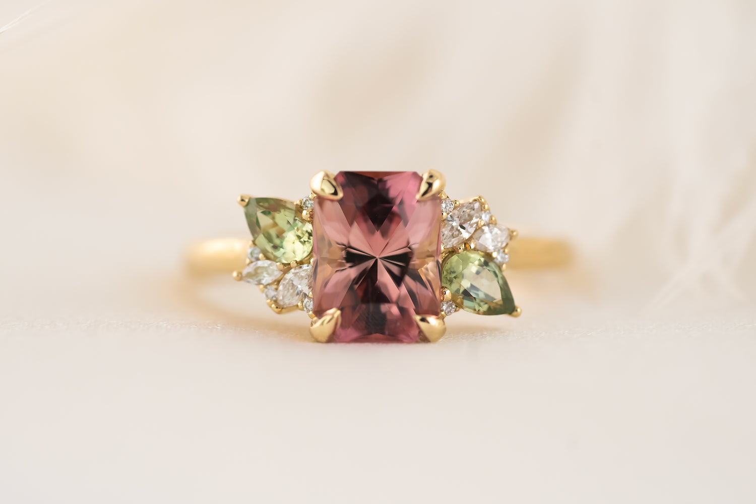 The Fleur Ring | 1.8 CT Radiant Pink Tourmaline - Lavender Creek Gems