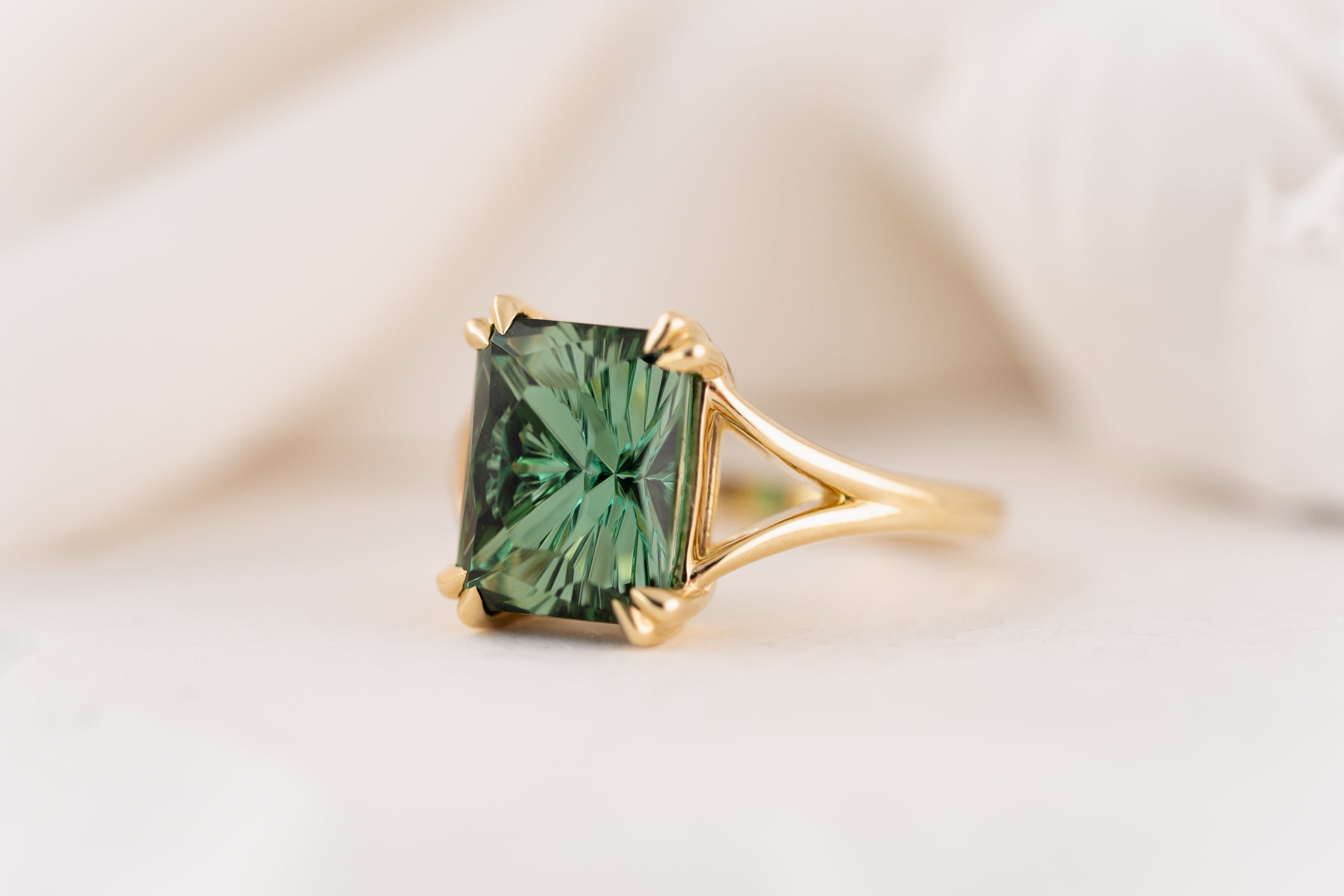 The Kismet Ring | 5.38 CT Rectangular Starbrite™ Teal Tourmaline