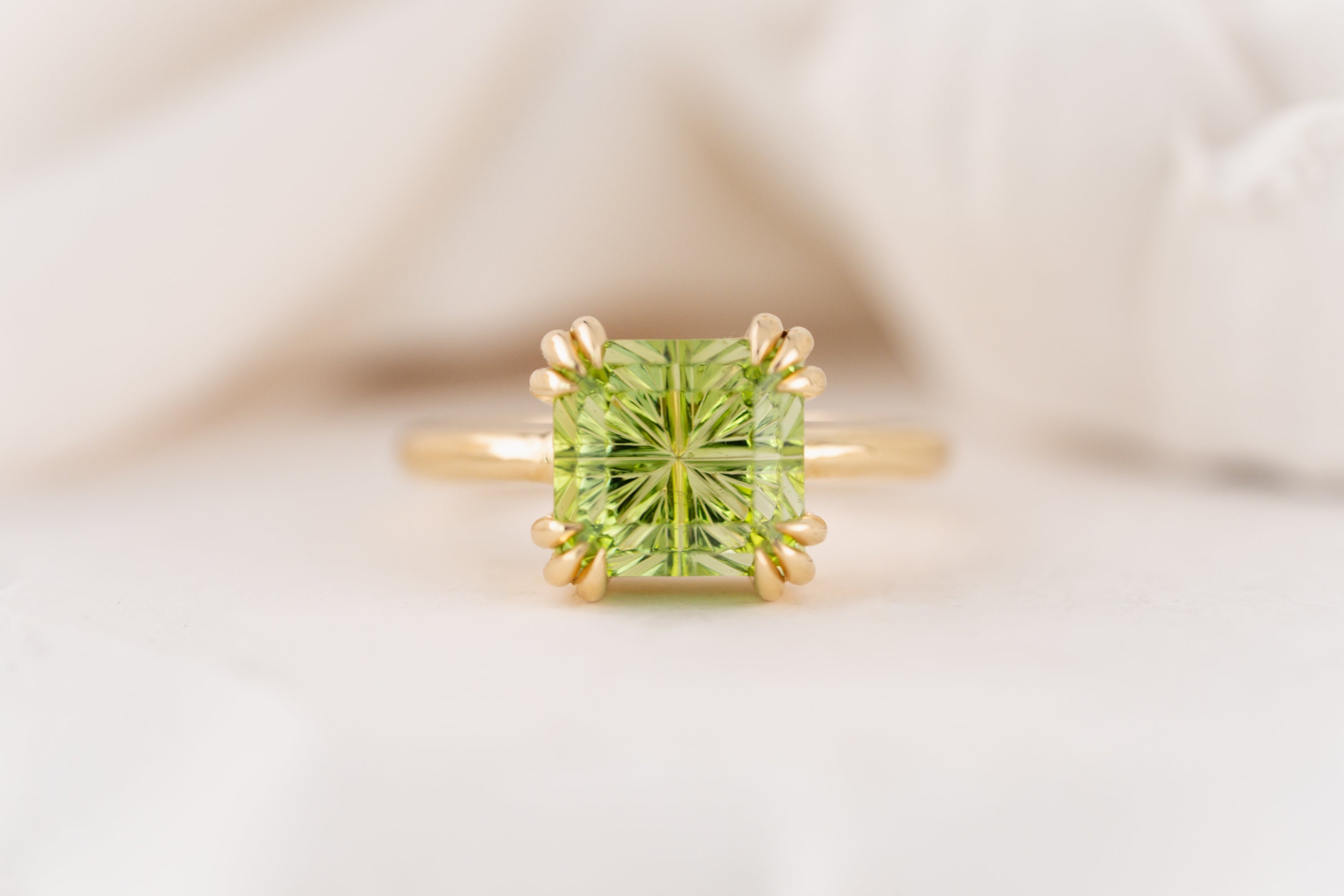 The Thalassa Ring | 4.72 CT Square Starbrite™ Cut Green Tourmaline