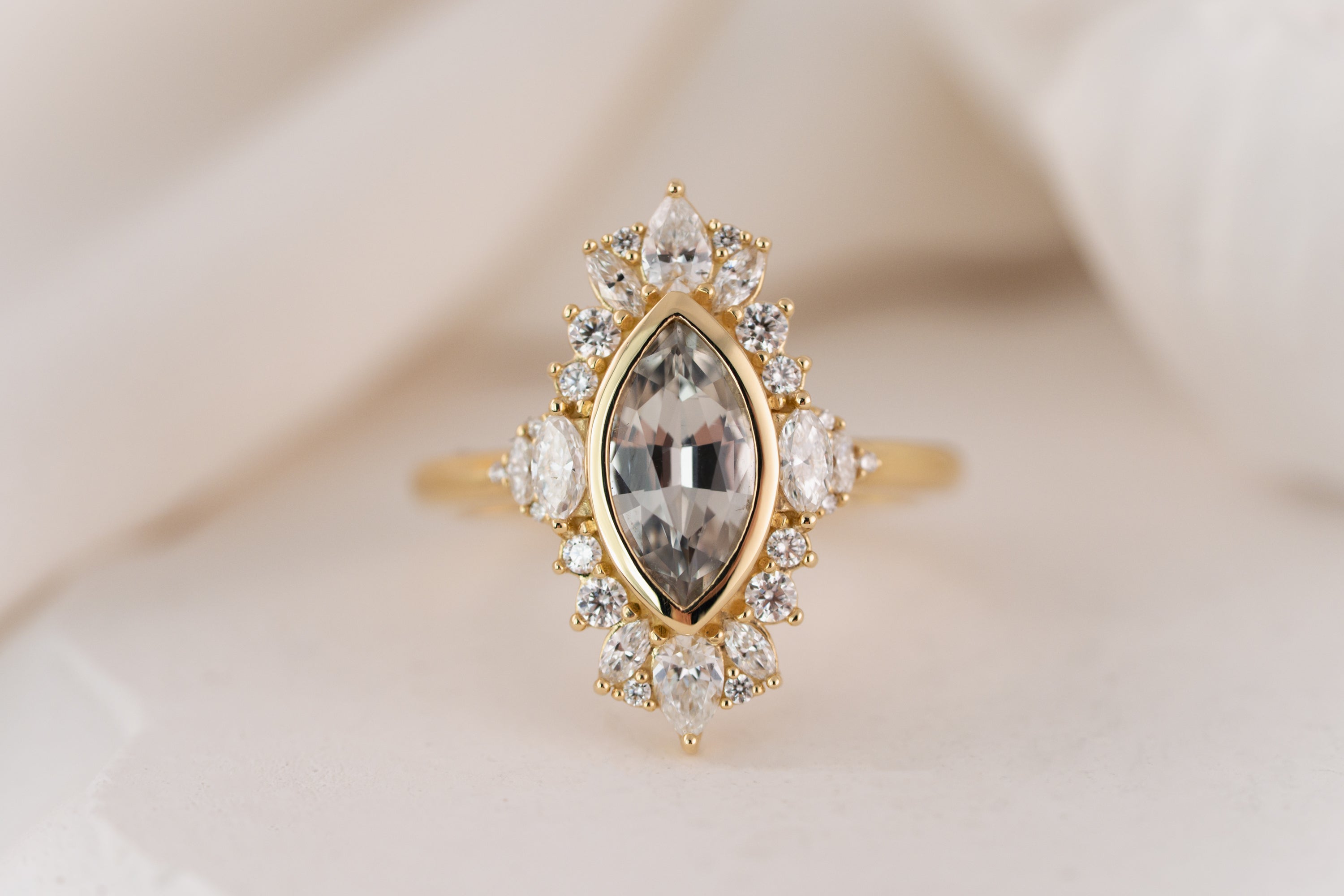 The Ethereal Ring | 1.22 CT Marquise Gray/Green Sapphire