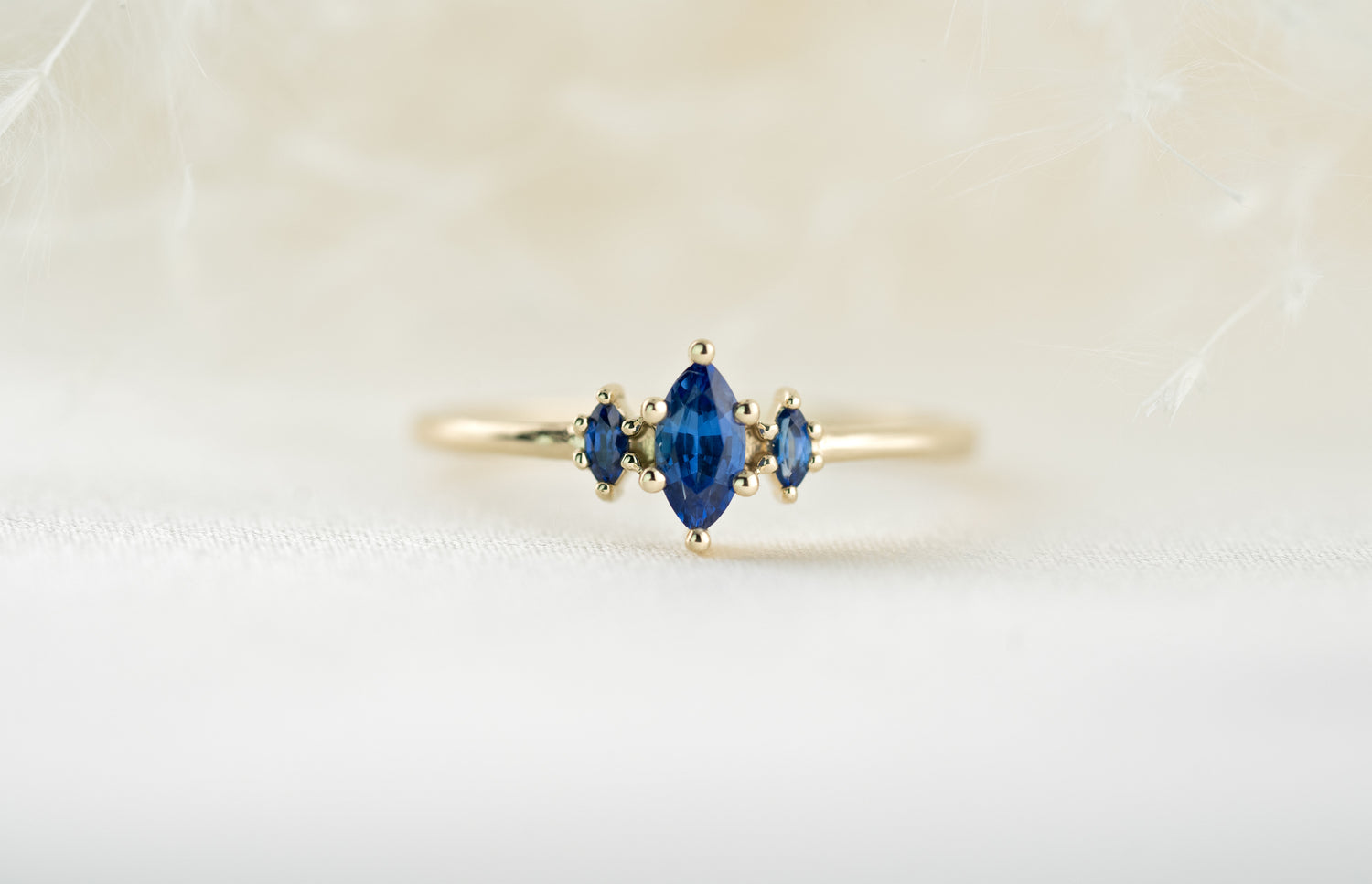 The Mini Triple Sapphire Ring - Royal Blue Sapphire - Lavender Creek Gems