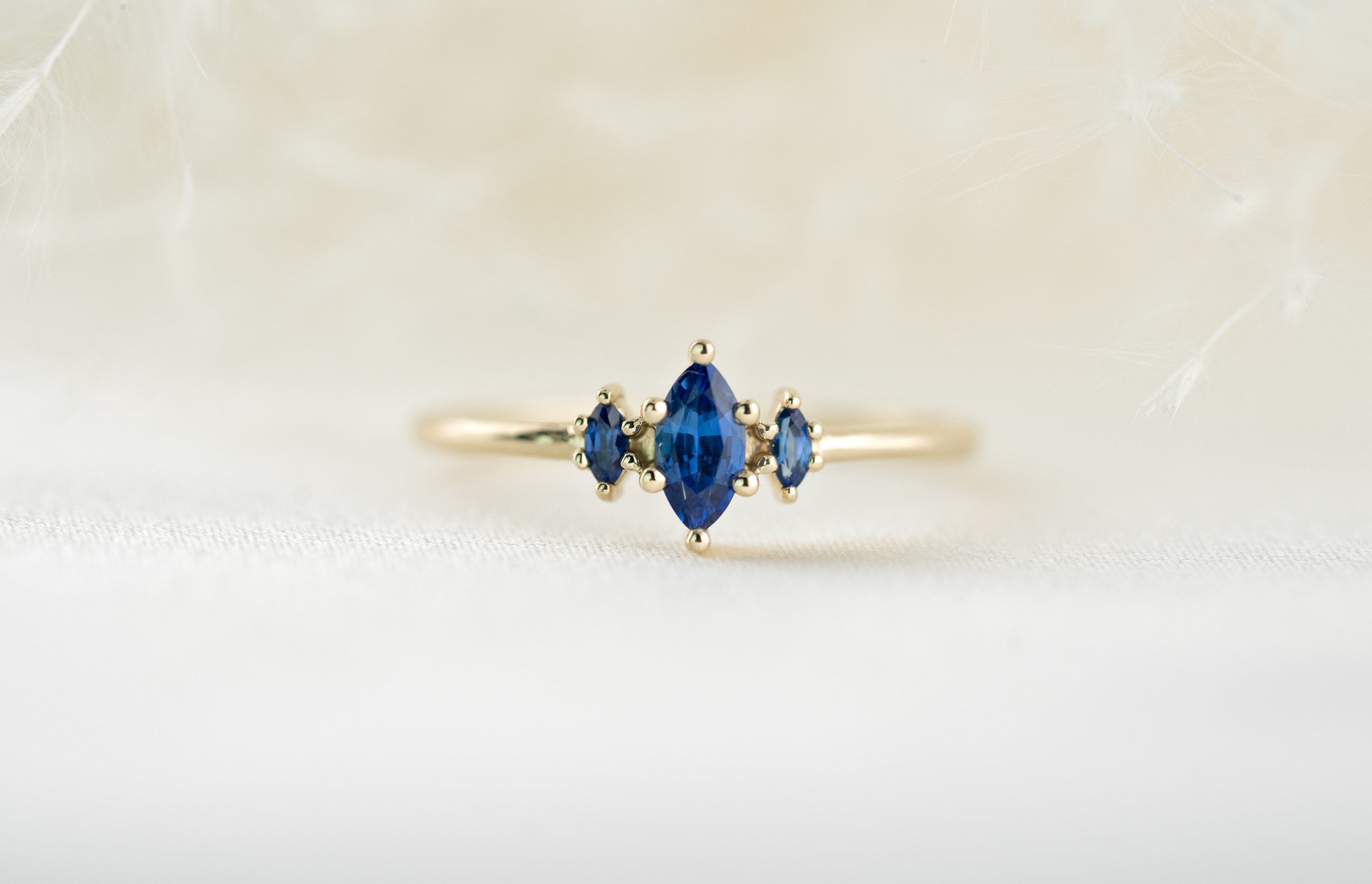 The Mini Triple Sapphire Ring - Royal Blue Sapphire - Lavender Creek Gems