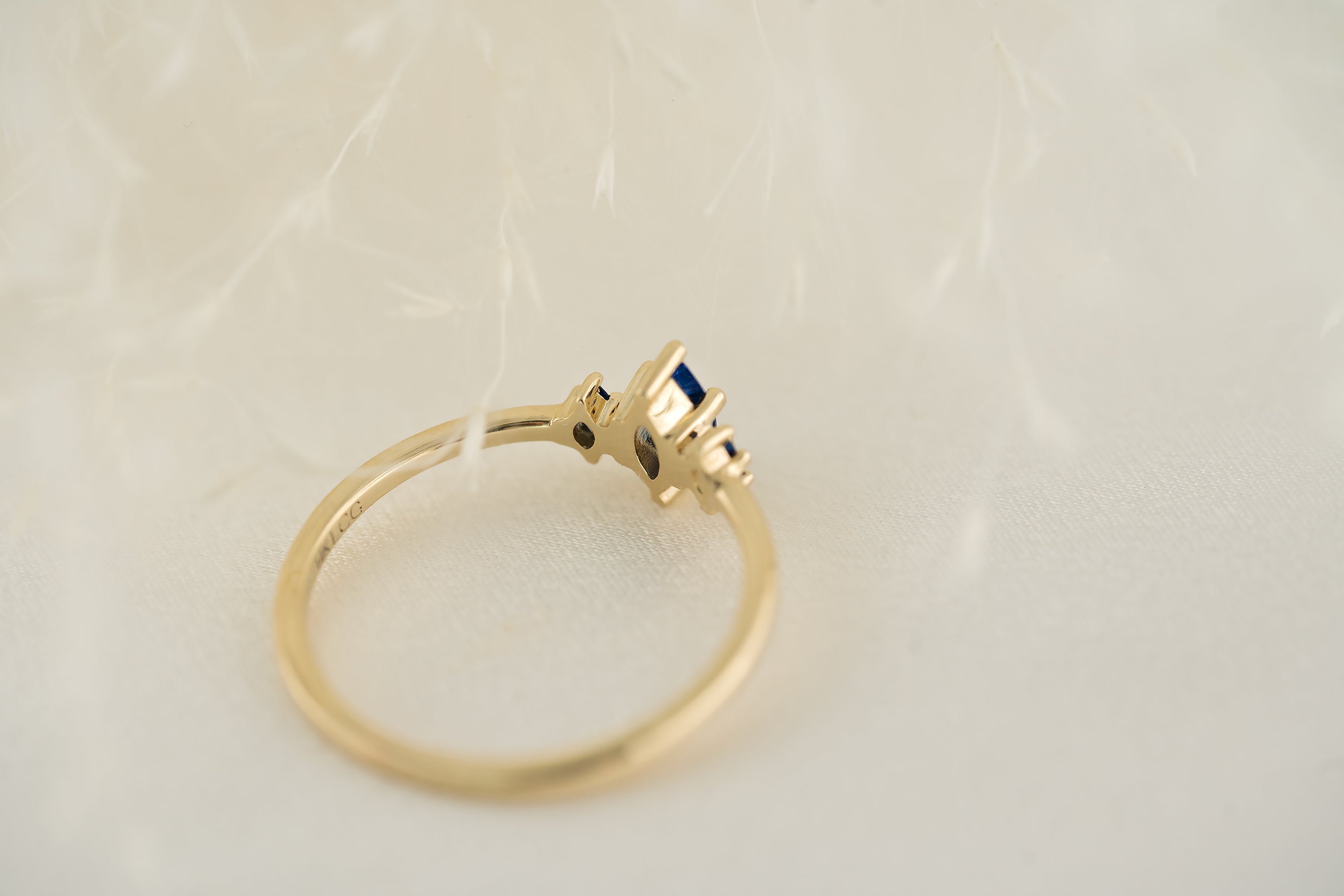 The Mini Triple Sapphire Ring - Royal Blue Sapphire - Lavender Creek Gems