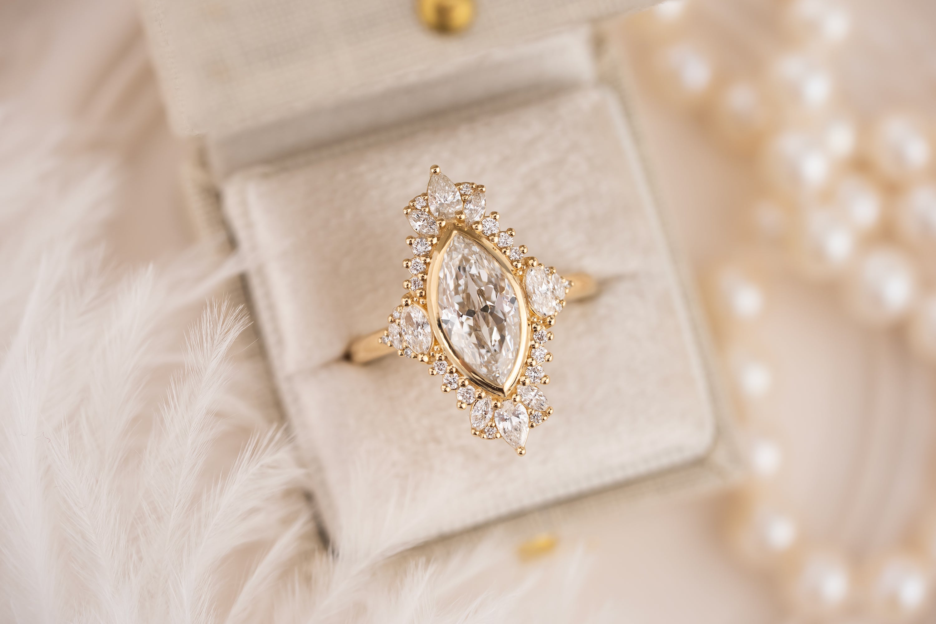 The Ethereal Ring | 2 CT Flower Cut Marquise Diamond - Lavender Creek Gems