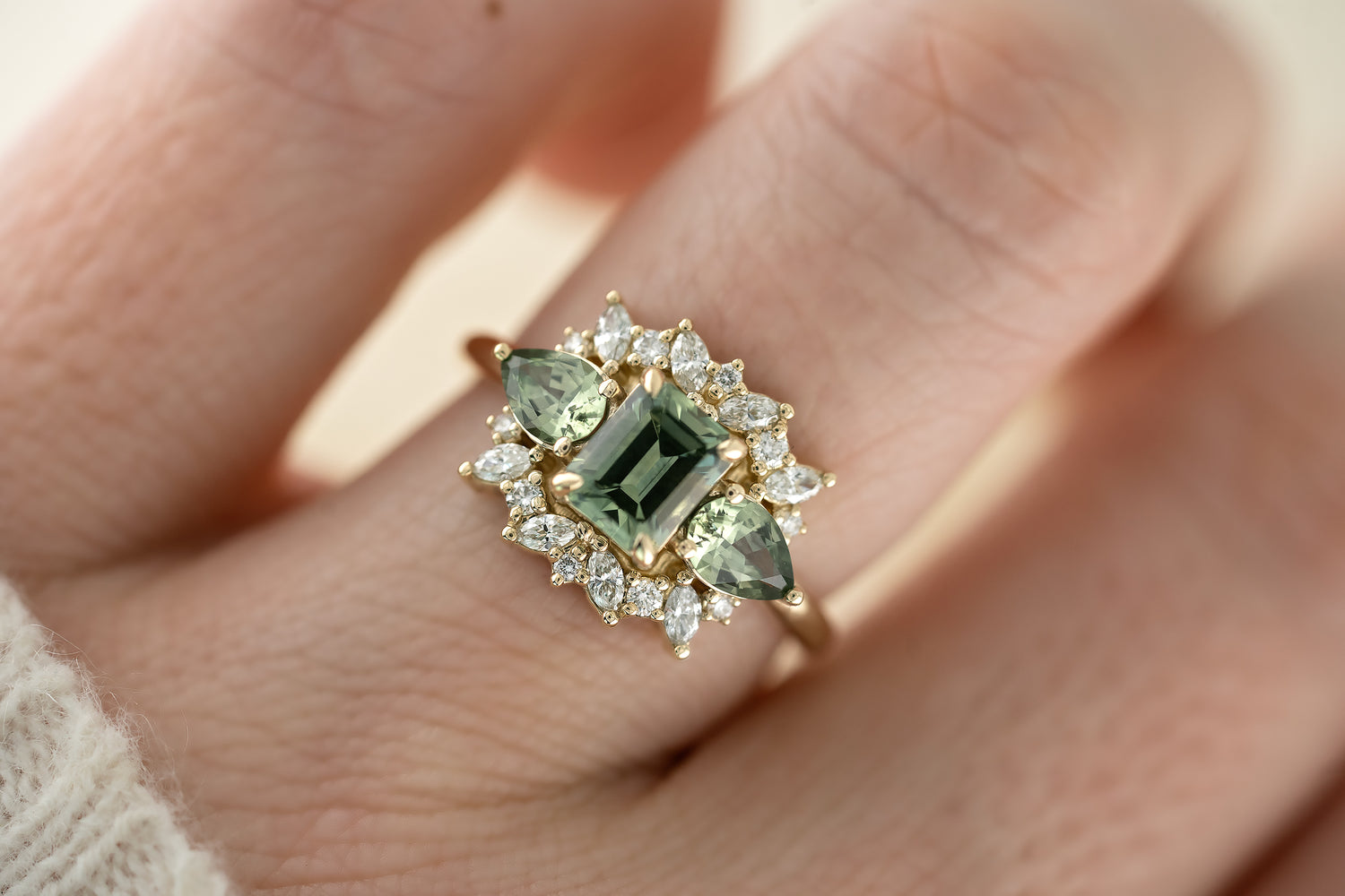 The Dione Ring - Green Sapphire - Lavender Creek Gems
