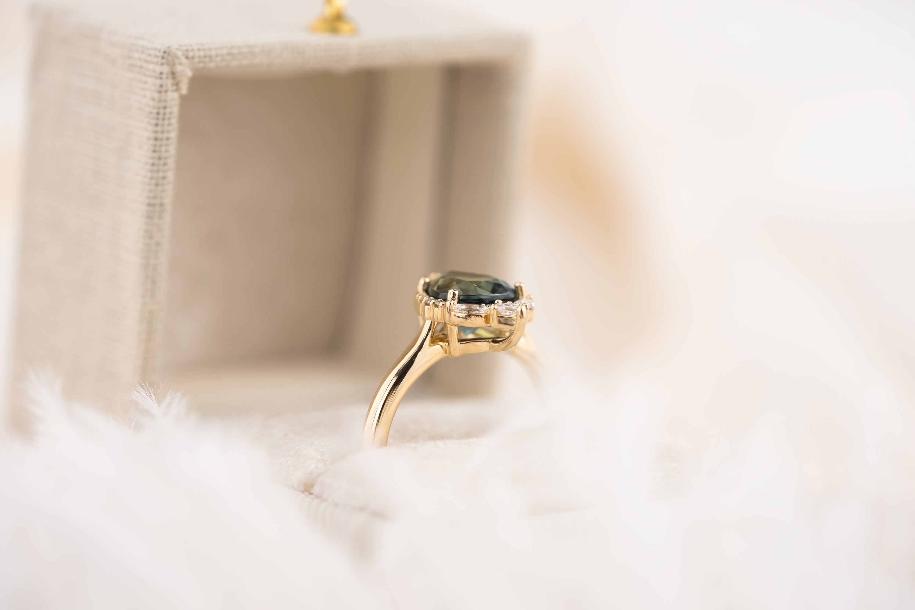 The Charlotte Ring | 1.84 CT Pear Teal Green Sapphire - Lavender Creek Gems