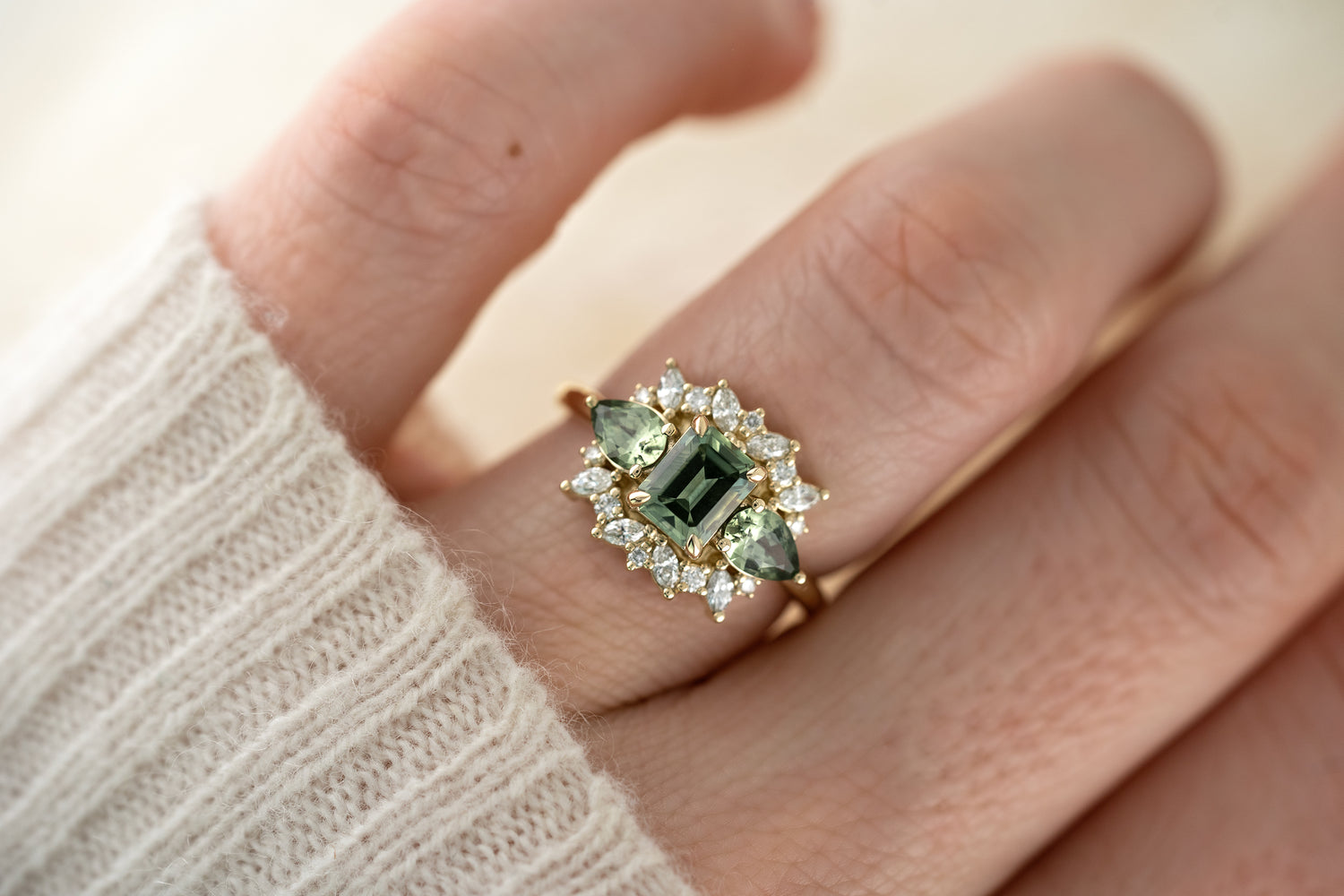 The Dione Ring - Green Sapphire - Lavender Creek Gems