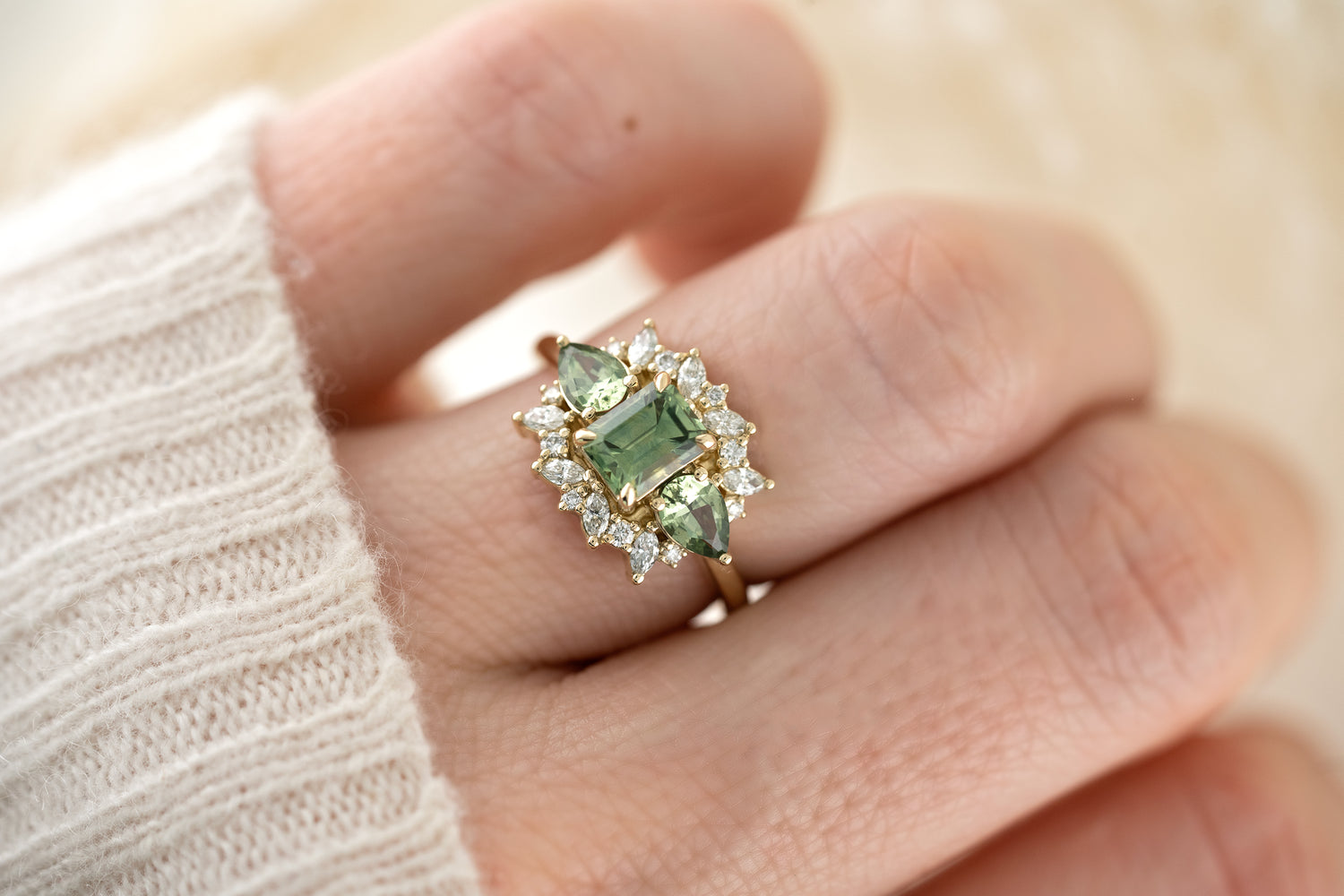 The Dione Ring - Green Sapphire - Lavender Creek Gems