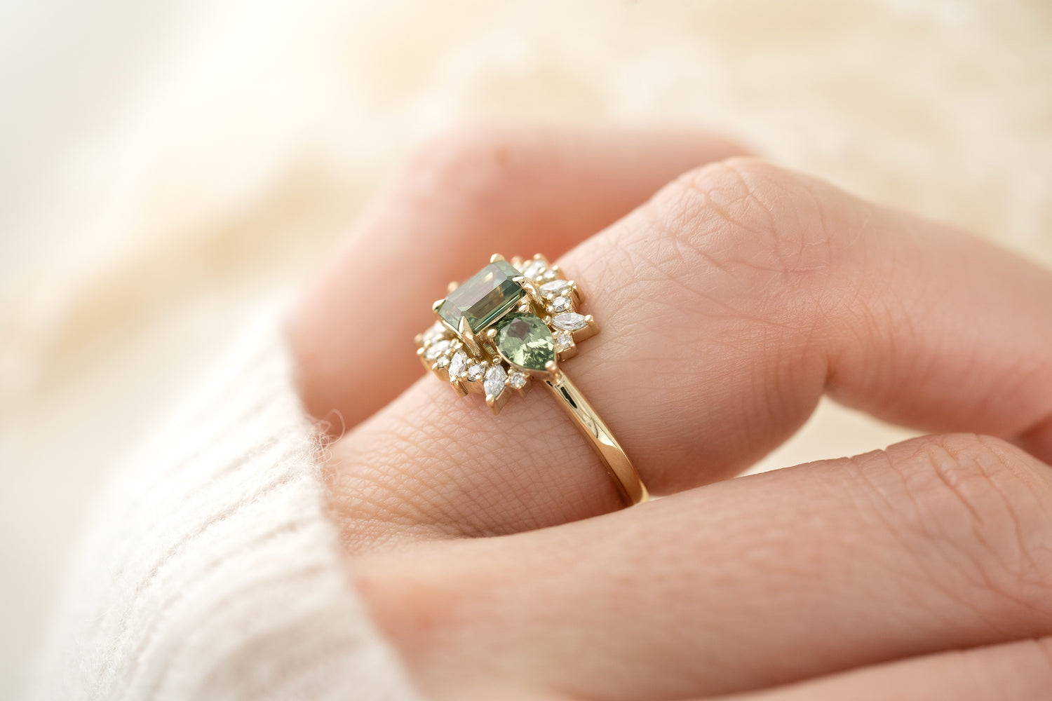 The Dione Ring - Green Sapphire - Lavender Creek Gems