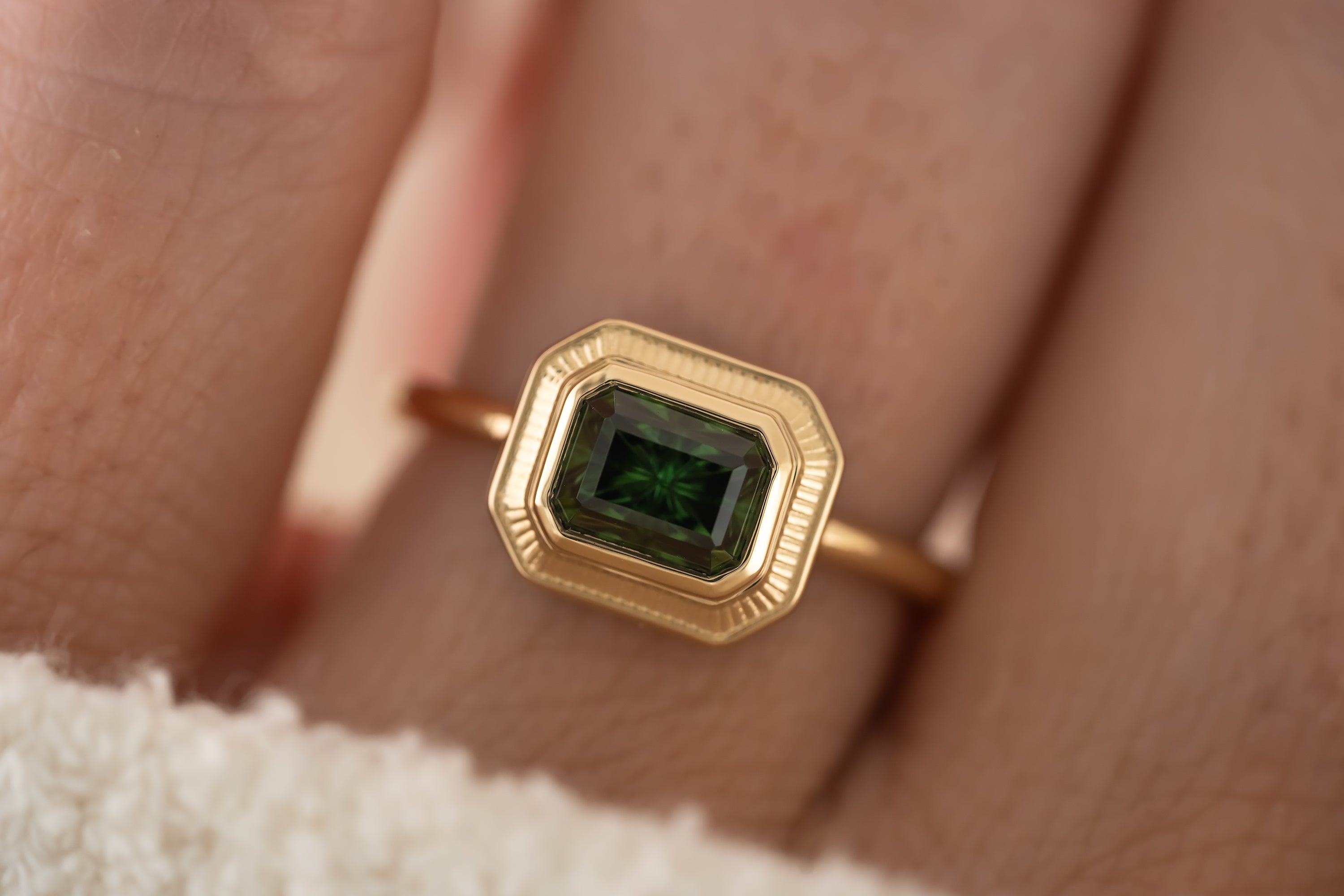 The Olympia Ring | 1.4 CT Dark Green Starbrite™ Tourmaline - Lavender Creek Gems