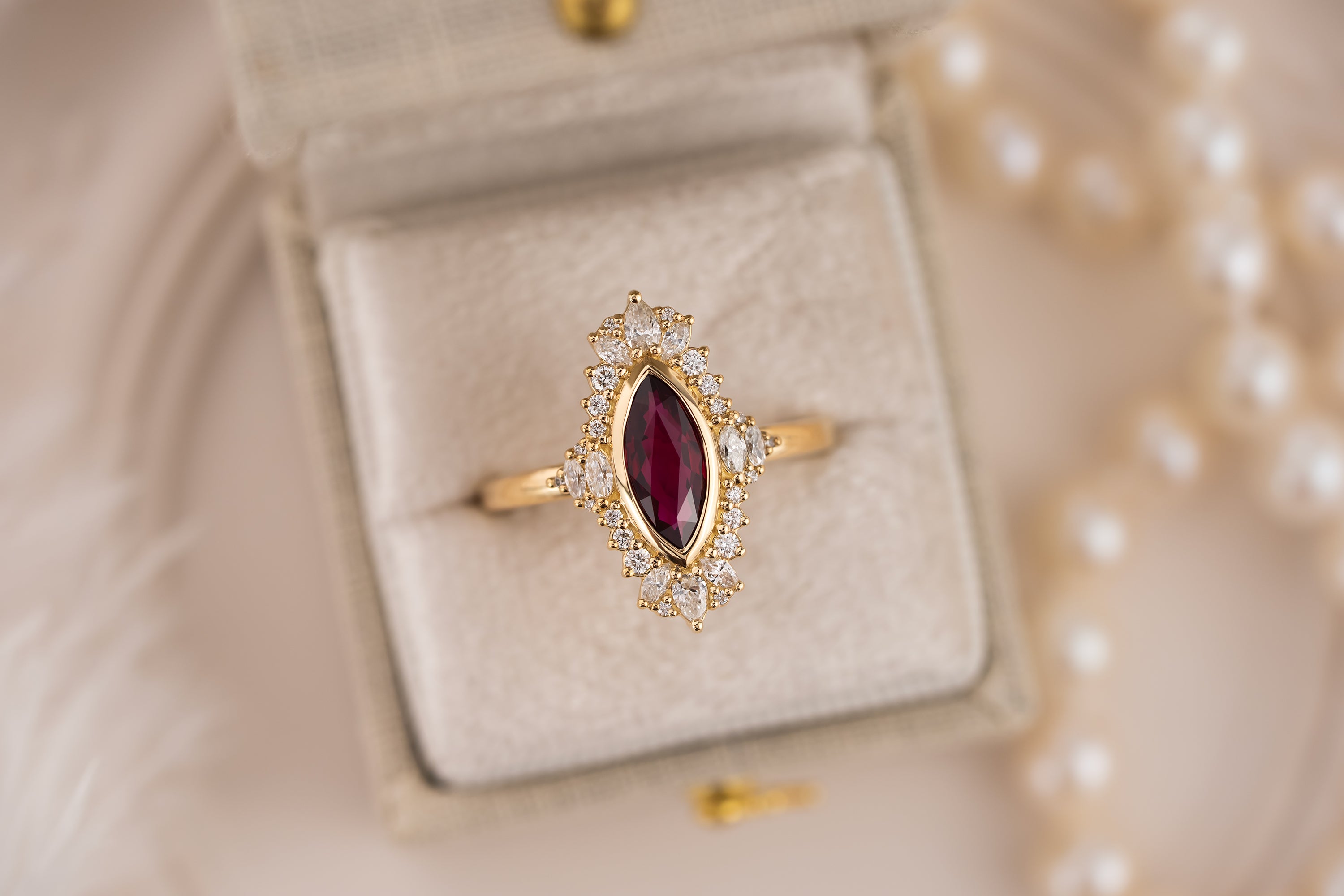 The Ethereal Ring | 1.1 CT Marquise Ruby - Lavender Creek Gems
