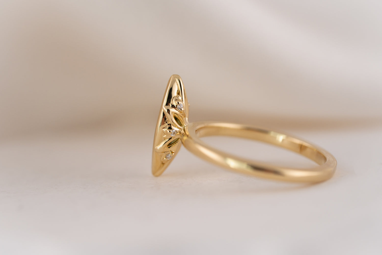 The Bezel Secret Garden Ring | 0.98 CT Marquise Green Sapphire - Lavender Creek Gems