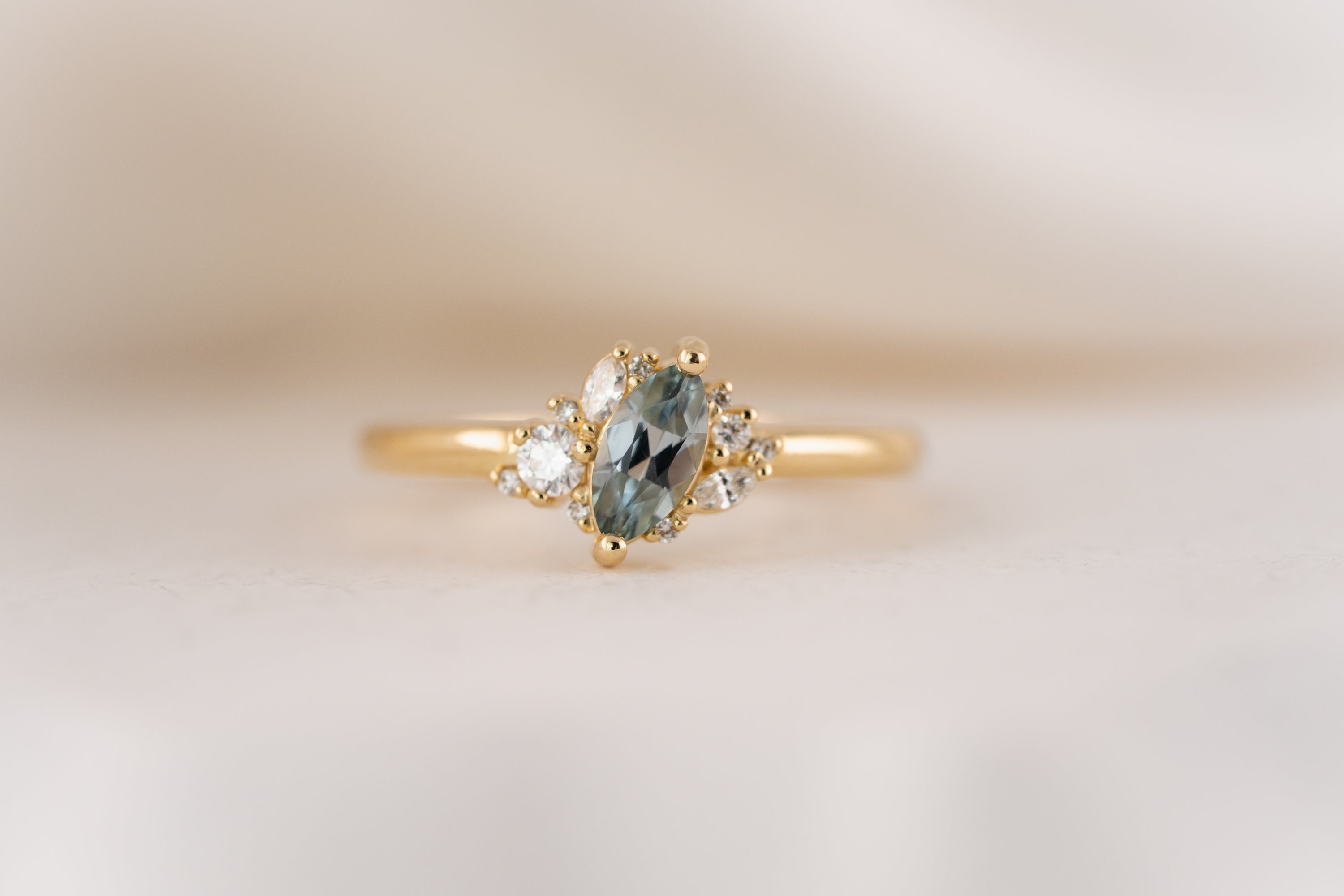 The Cosma Ring | 0.49 CT Marquise Montana Sapphire