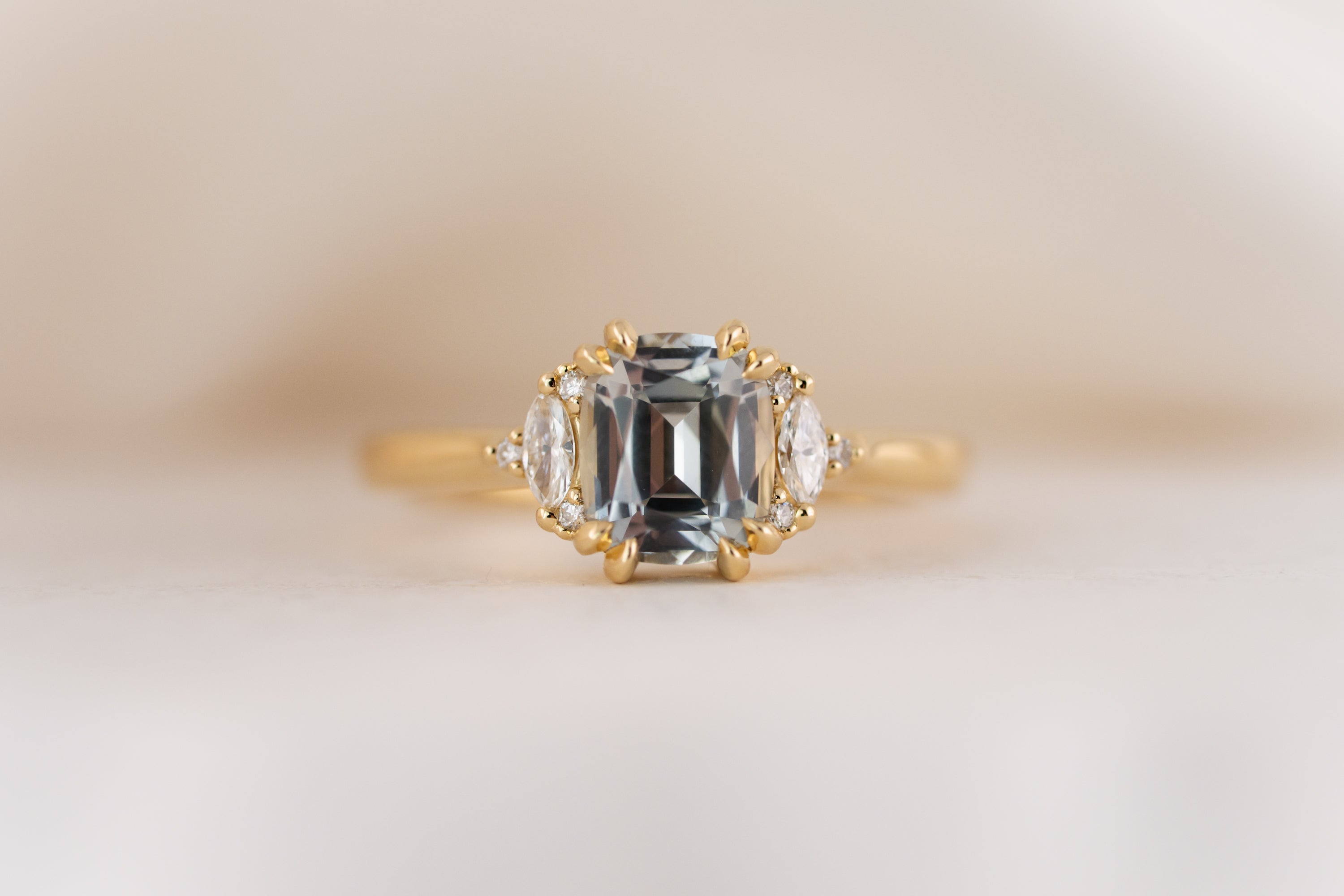 The Maren Ring | 1.87 CT Cushion Light Green Sapphire