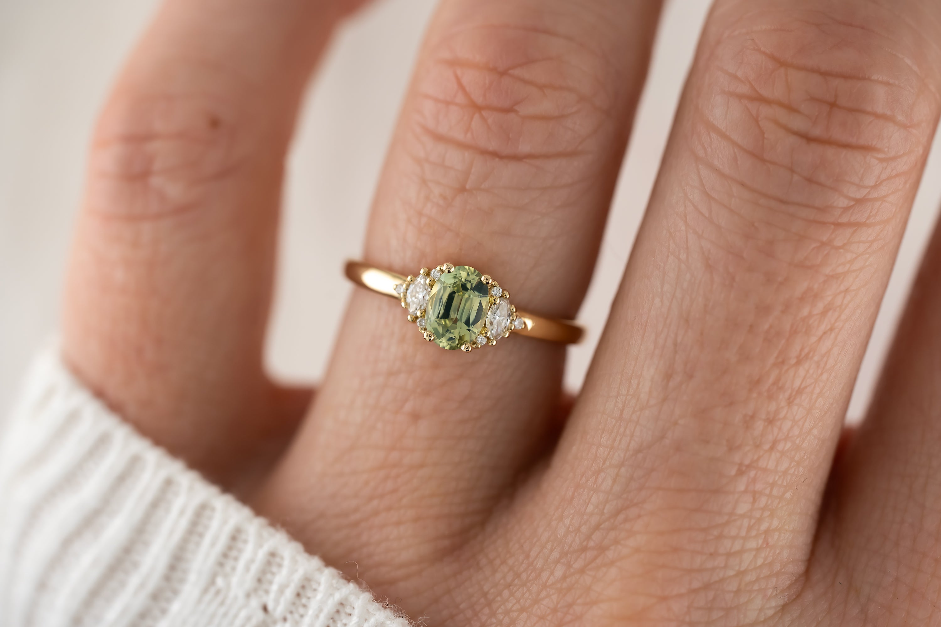 The Maren Ring | 0.76 CT Oval Mint Sapphire - Lavender Creek Gems