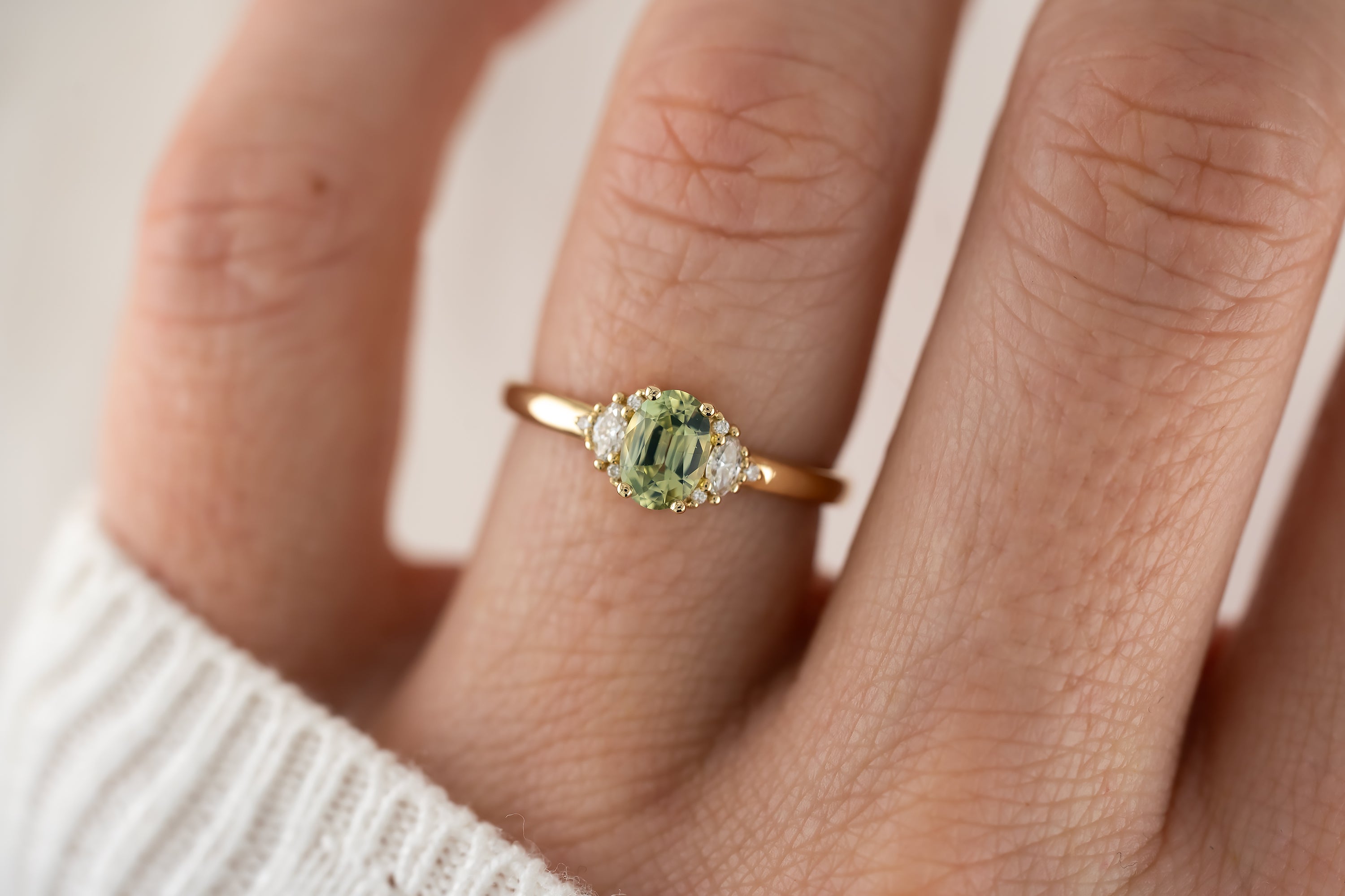 The Maren Ring | 0.76 CT Oval Mint Sapphire - Lavender Creek Gems