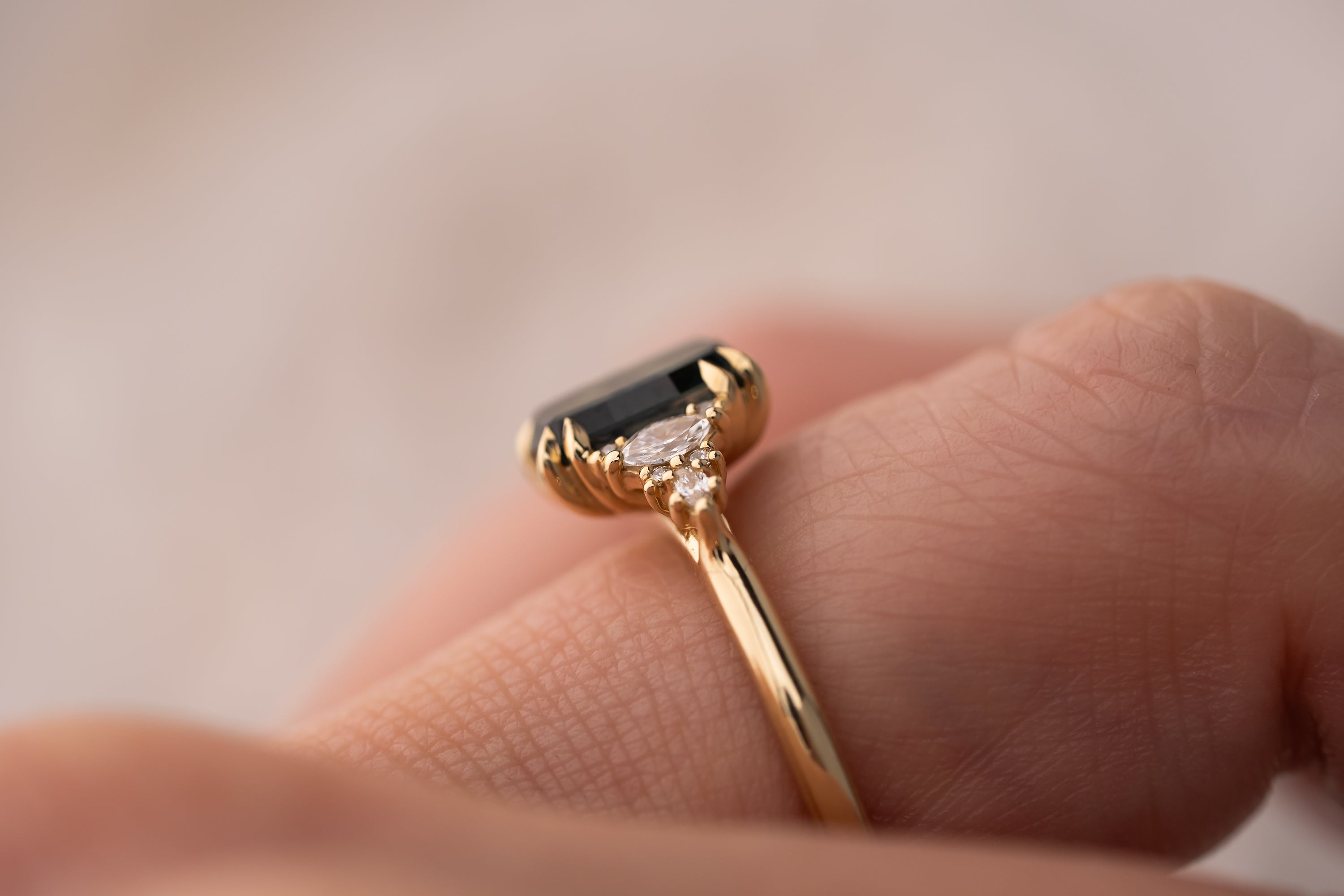 The Maeve Ring | 2.21 CT Elongated Cushion Starbrite™ Teal Green Australian Sapphire - Lavender Creek Gems