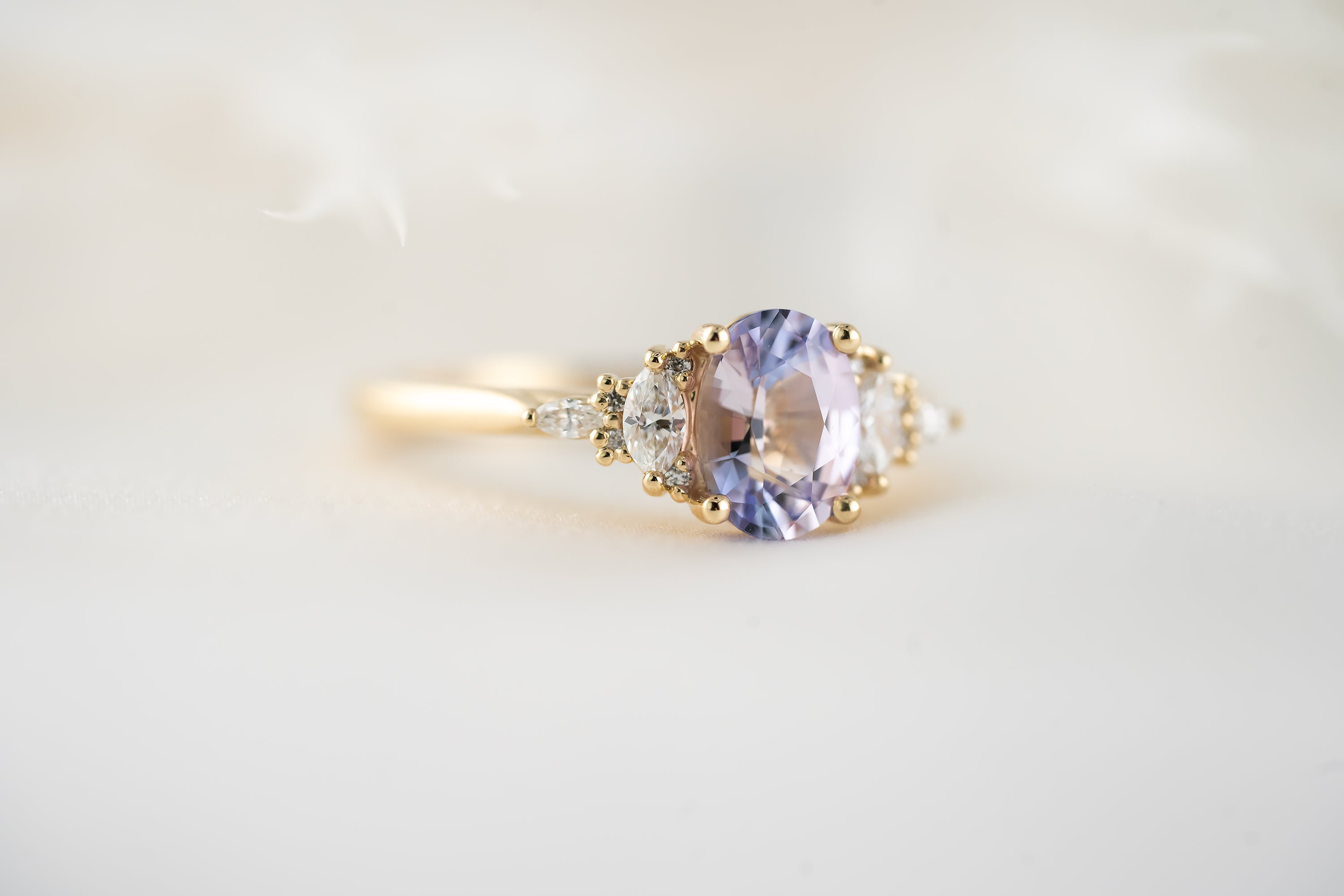 The Maeve Ring | 1.3 CT Oval Light Purple Bi-color Sapphire - Lavender Creek Gems