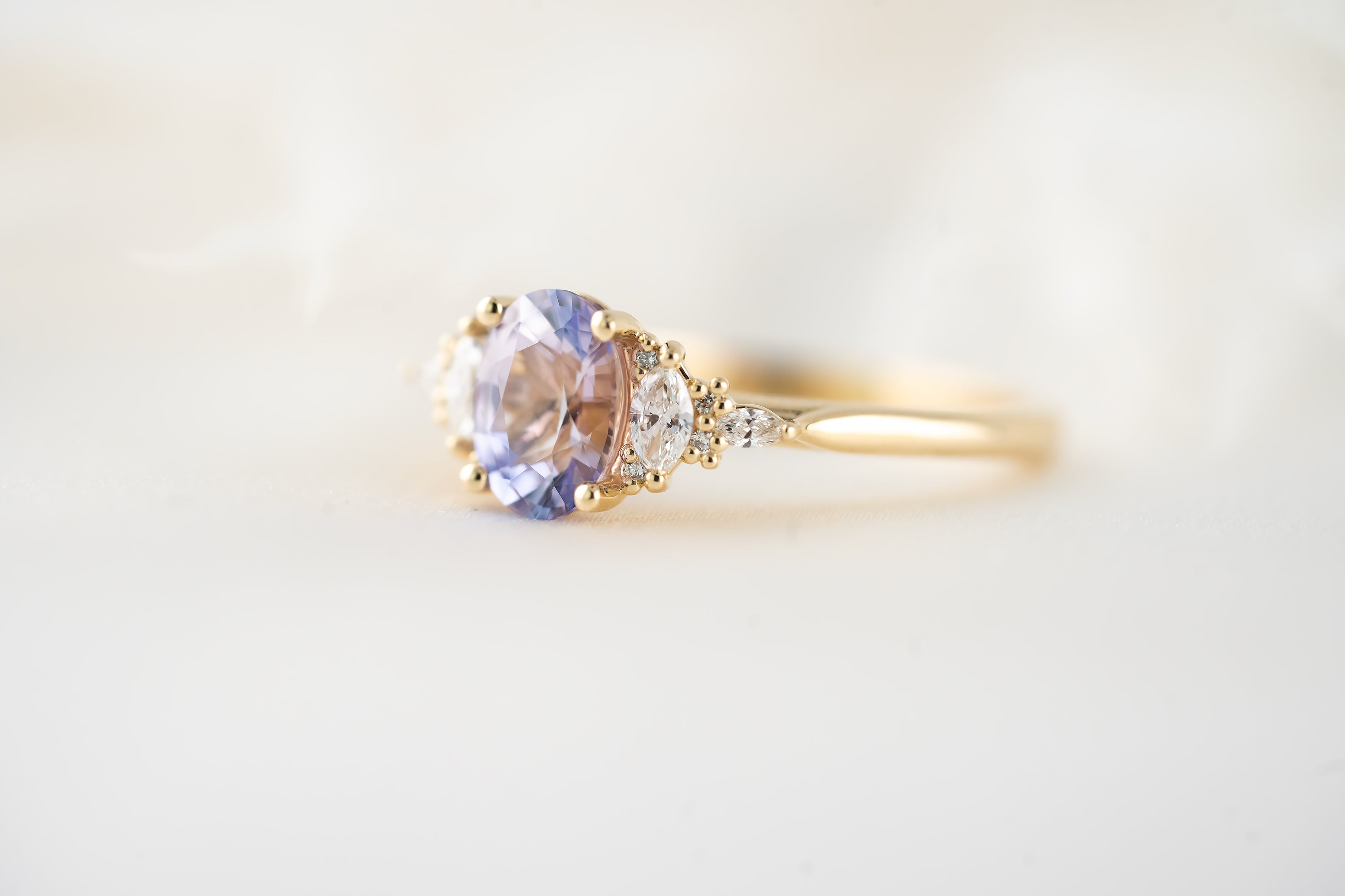 The Maeve Ring | 1.3 CT Oval Light Purple Bi-color Sapphire - Lavender Creek Gems