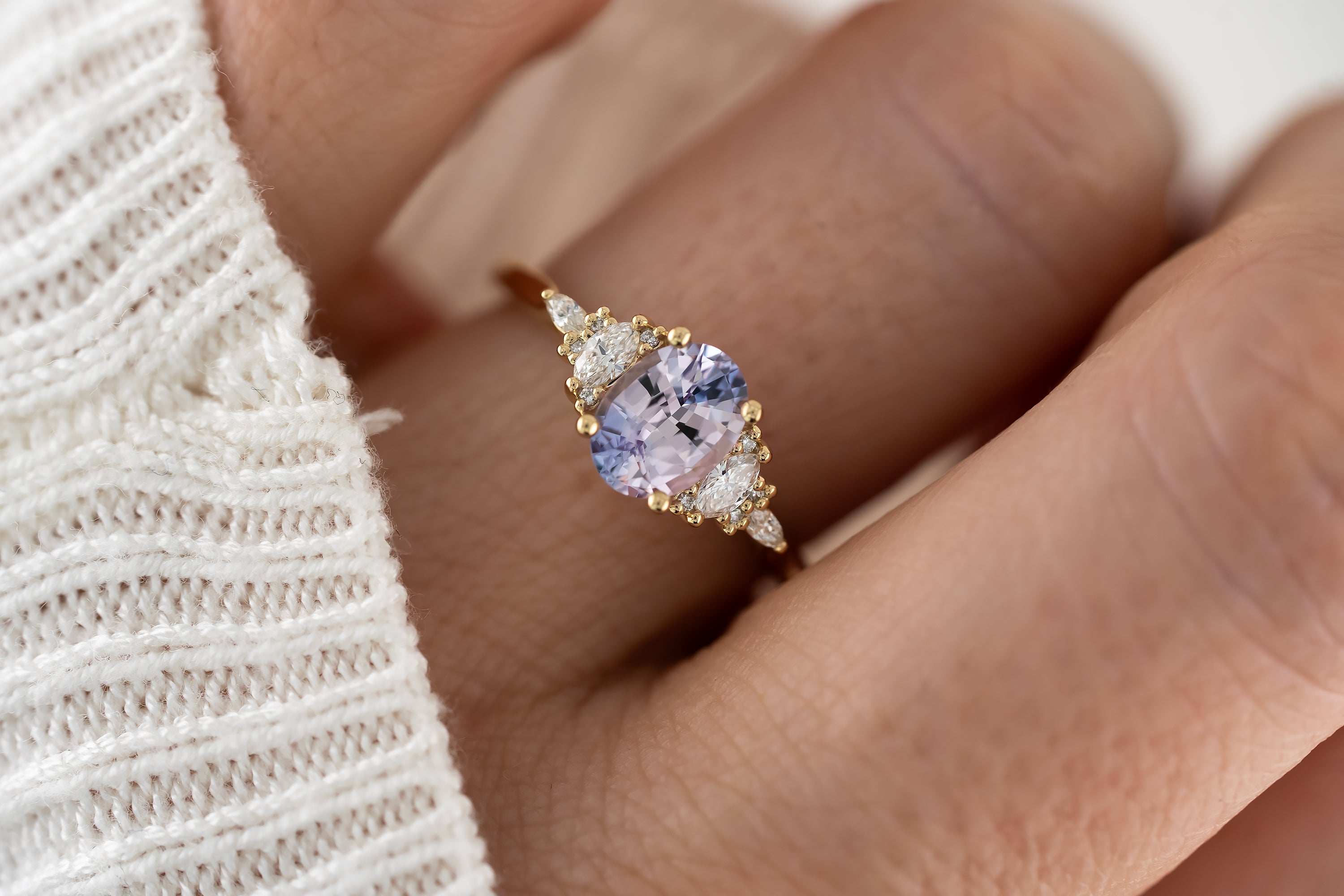 The Maeve Ring | 1.3 CT Oval Light Purple Bi-color Sapphire - Lavender Creek Gems