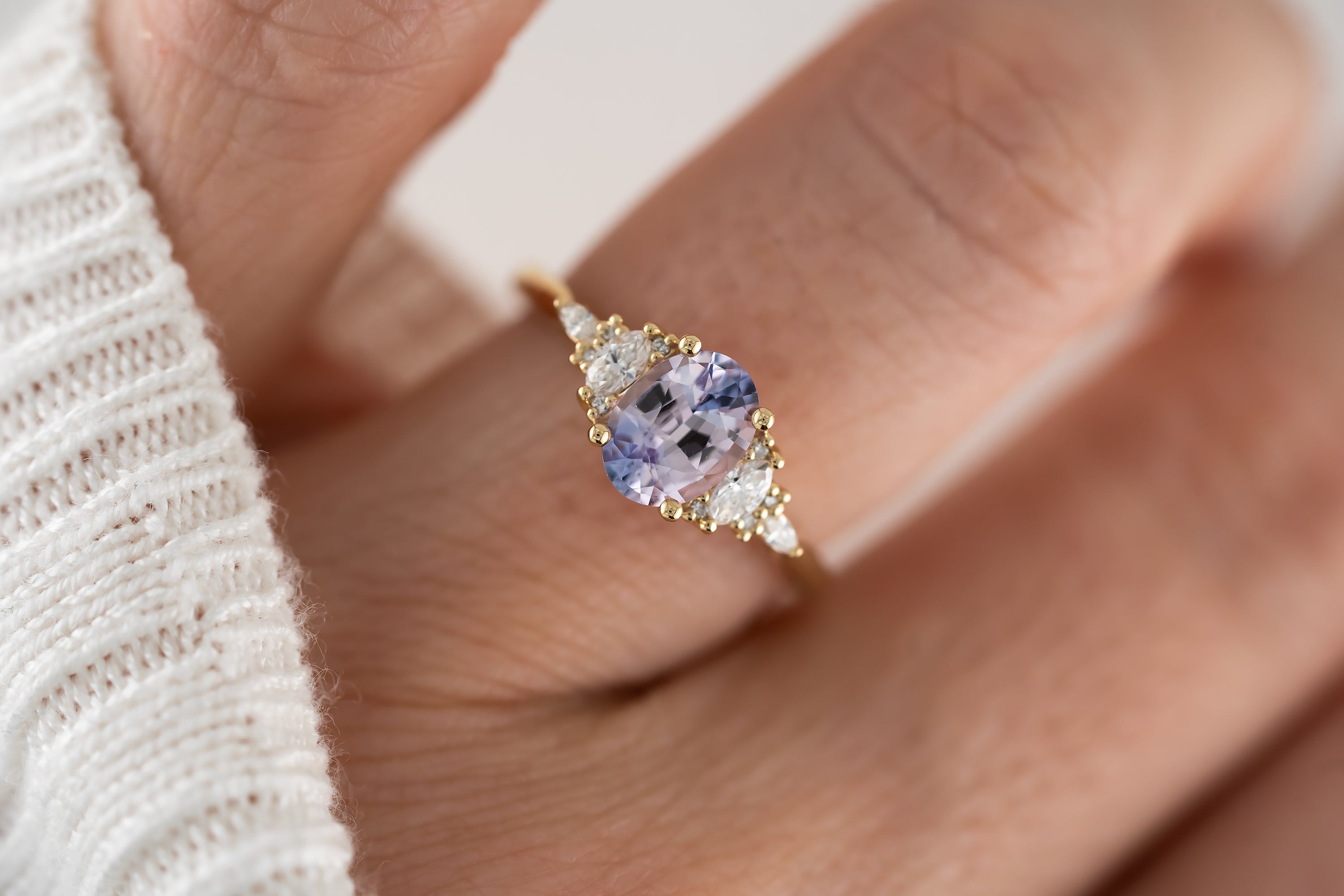 The Maeve Ring | 1.3 CT Oval Light Purple Bi-color Sapphire - Lavender Creek Gems