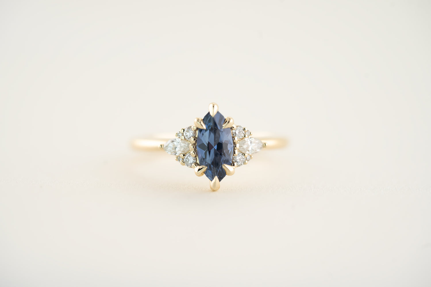 The Aya 0.82 CT Marquise Blue Sapphire Ring - Lavender Creek Gems