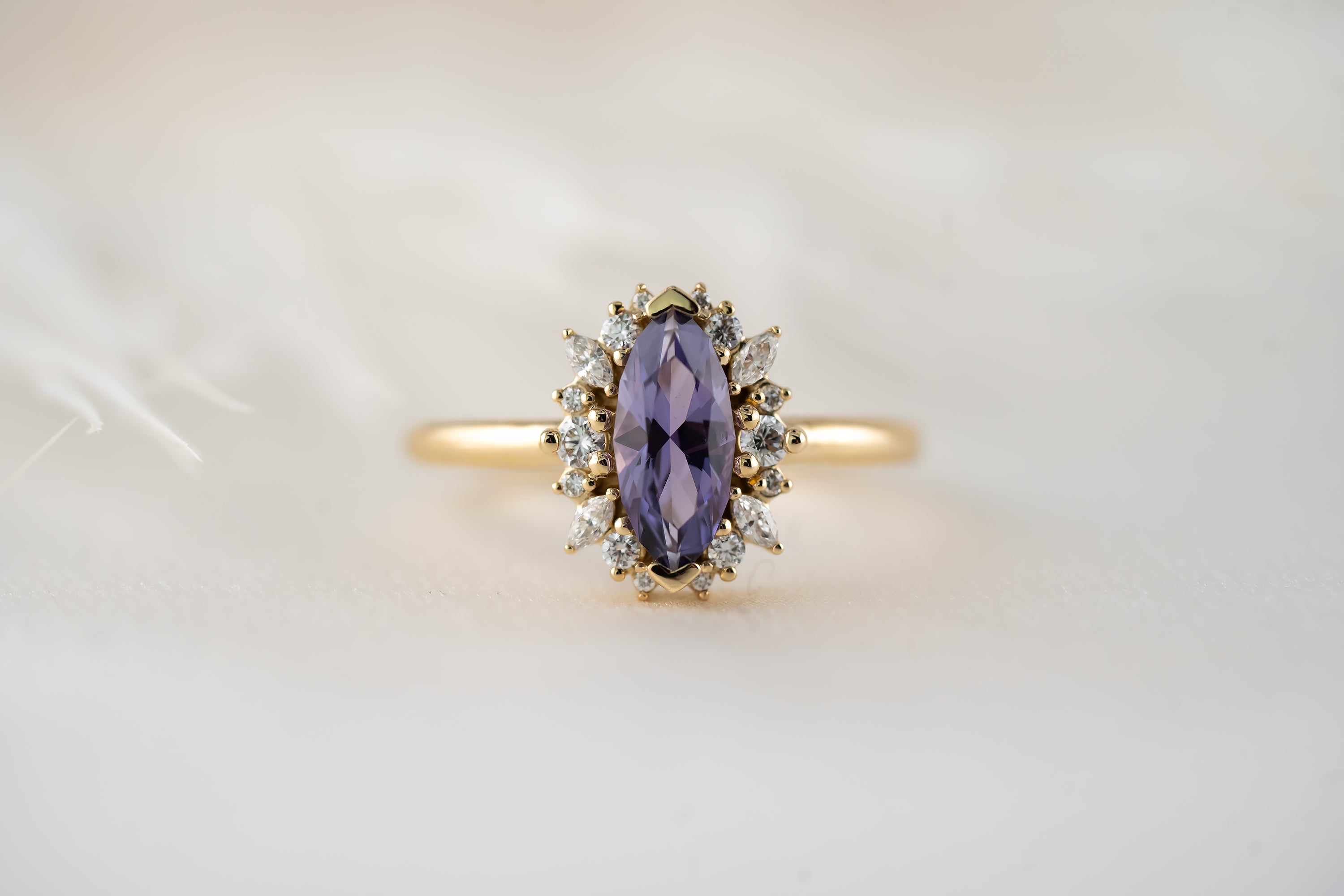 The Eleanor Ring | 0.99 CT Marquise Purple Sapphire - Lavender Creek Gems
