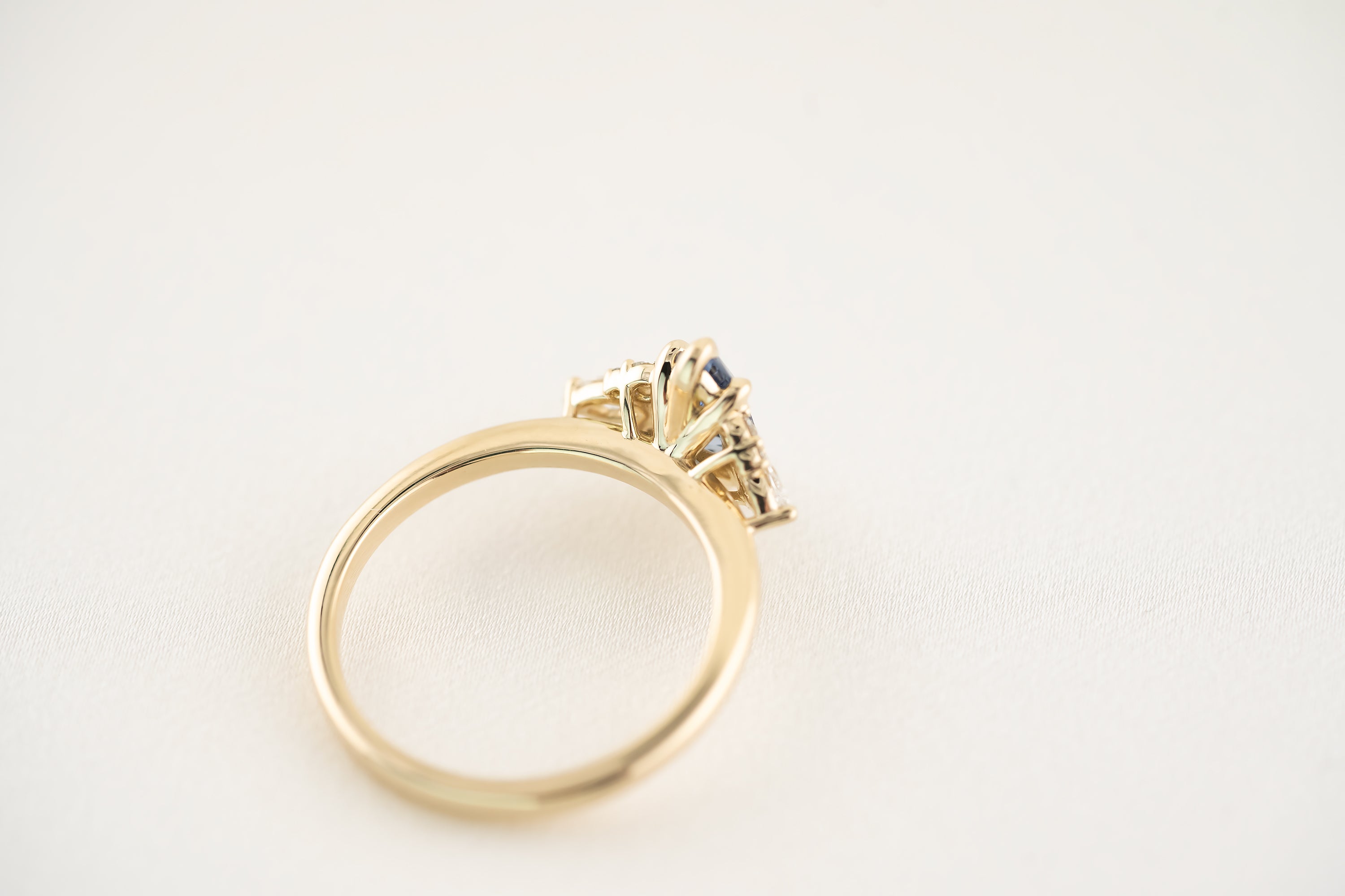 The Aya 0.82 CT Marquise Blue Sapphire Ring - Lavender Creek Gems