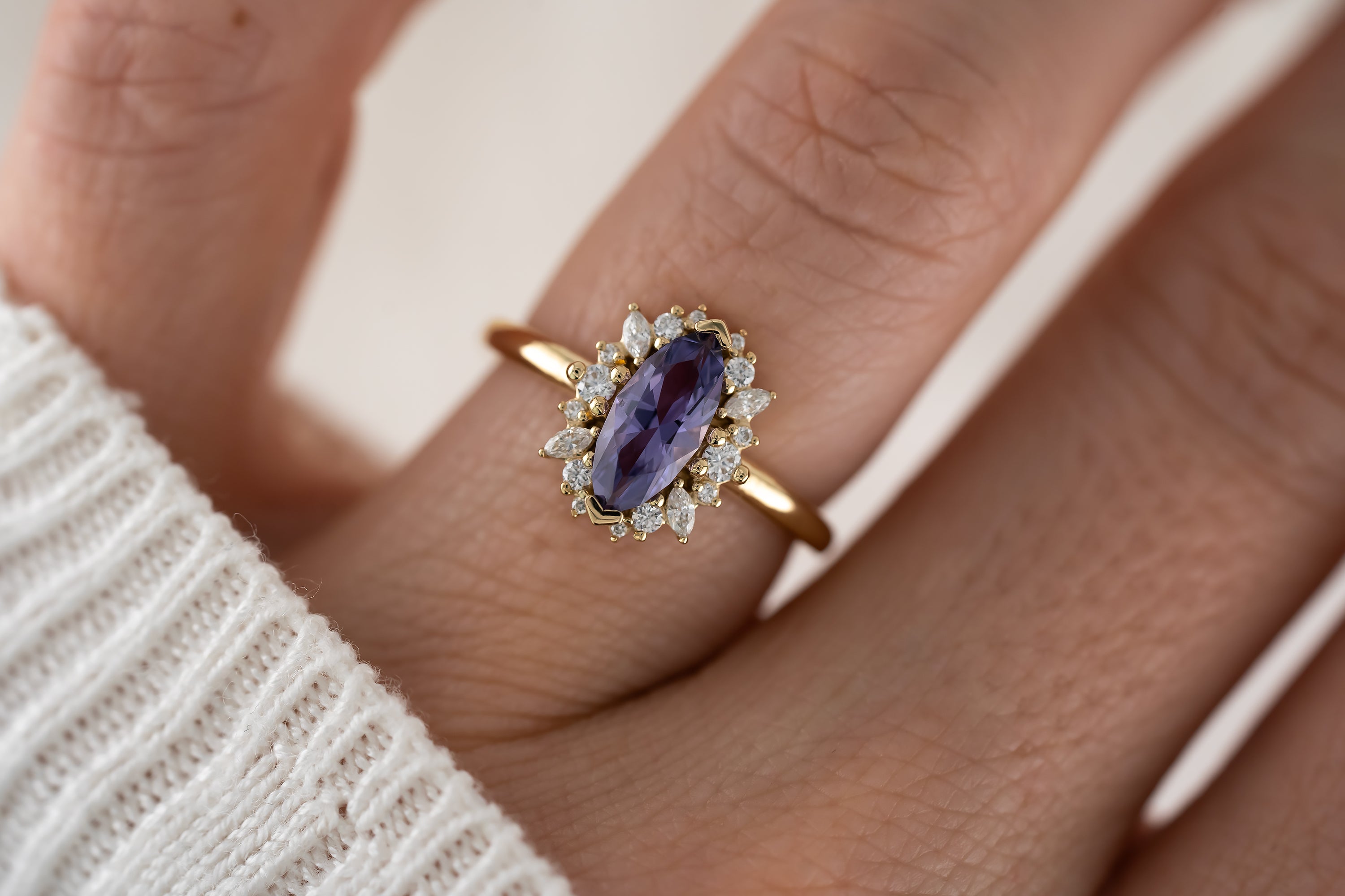The Eleanor Ring | 0.99 CT Marquise Purple Sapphire - Lavender Creek Gems