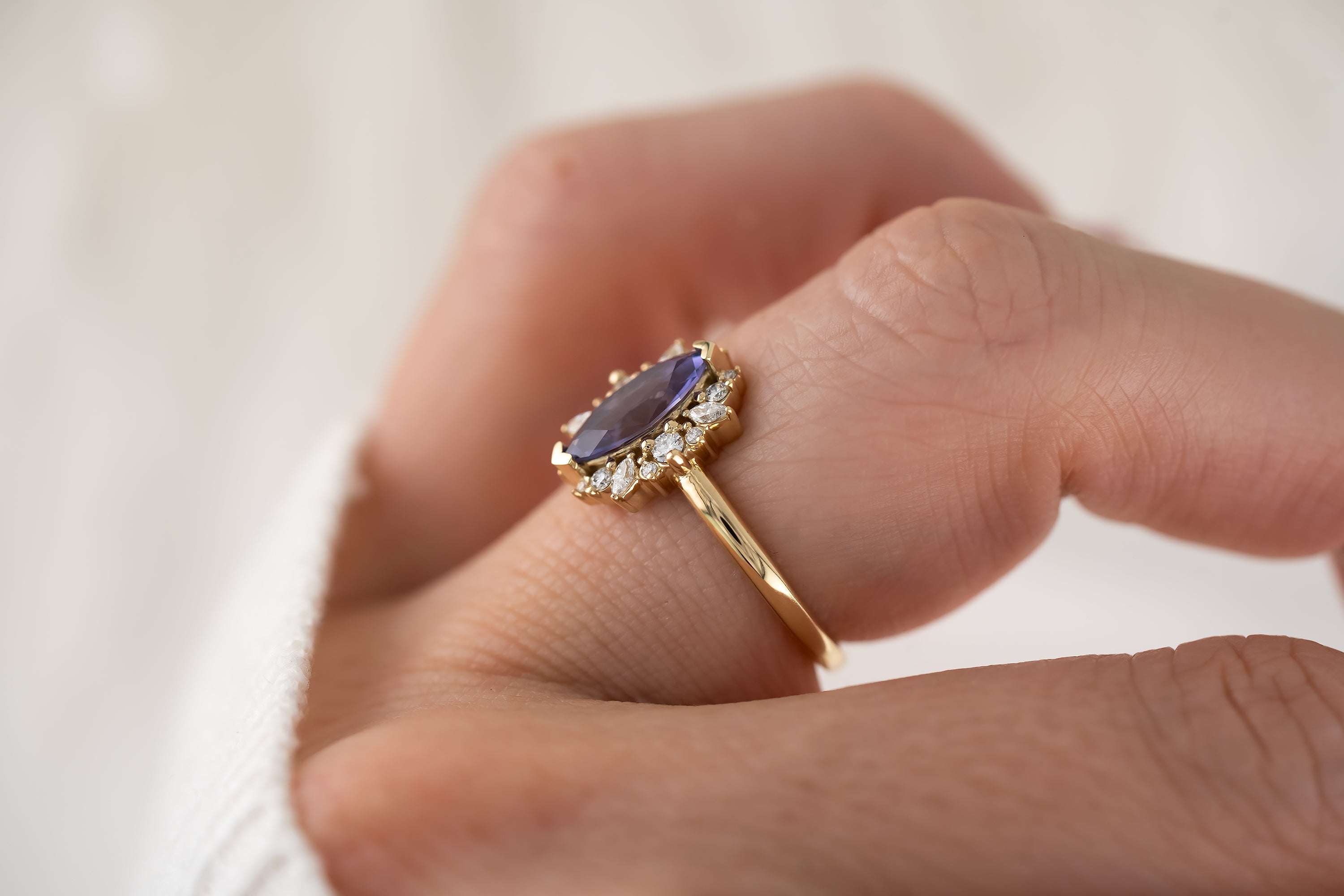 The Eleanor Ring | 0.99 CT Marquise Purple Sapphire - Lavender Creek Gems