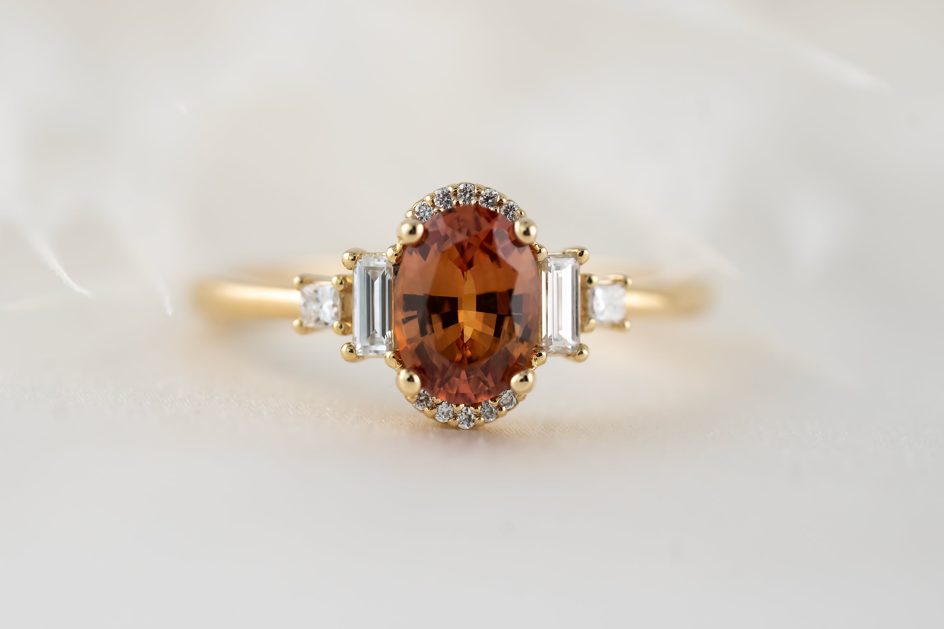 The Sura Ring | 1.15 CT Oval Orange Sapphire - Lavender Creek Gems
