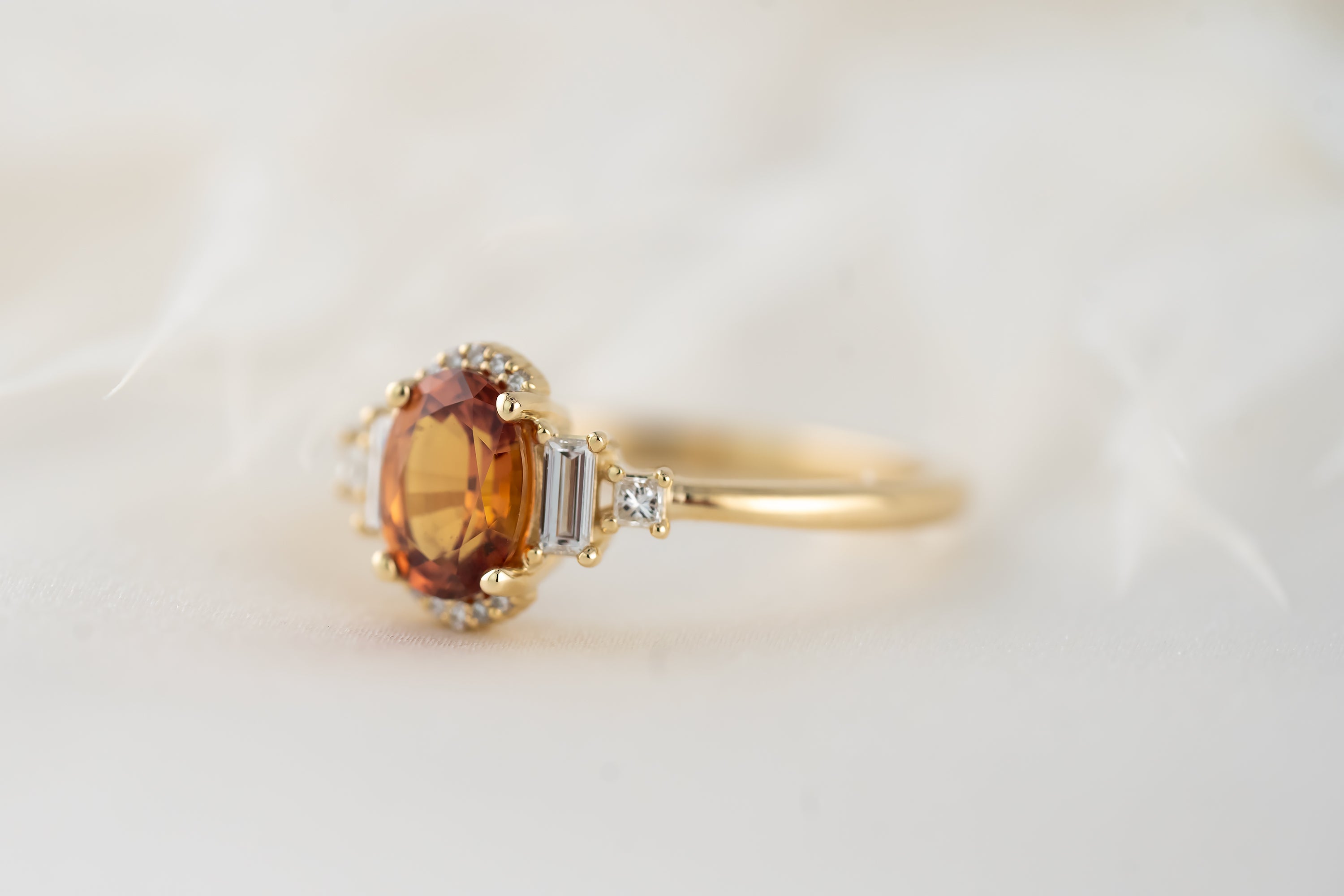 The Sura Ring | 1.15 CT Oval Orange Sapphire - Lavender Creek Gems